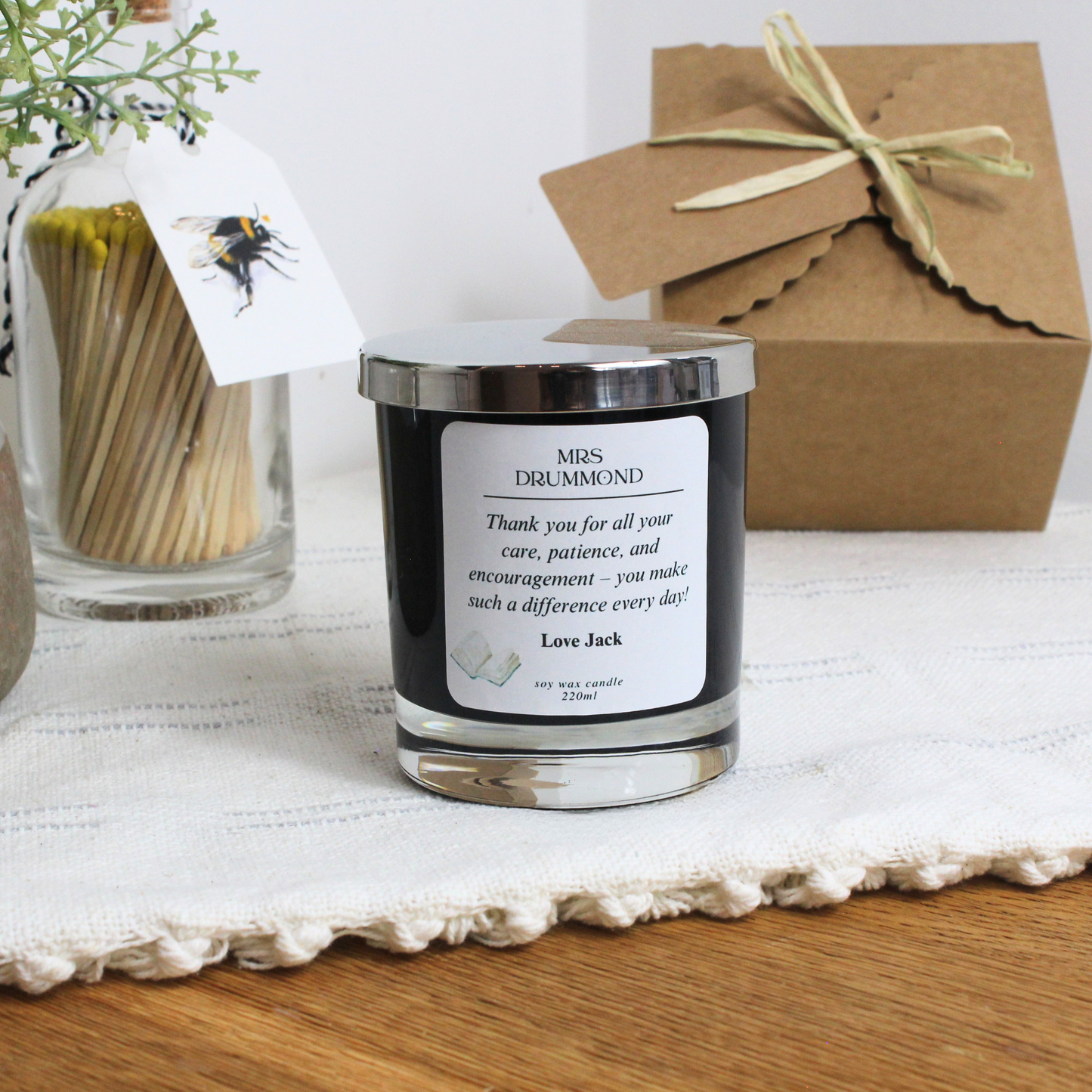 Personalised Teacher Candle – Thank You Gift for a Special Teacher by Hideaway Home Fragrances