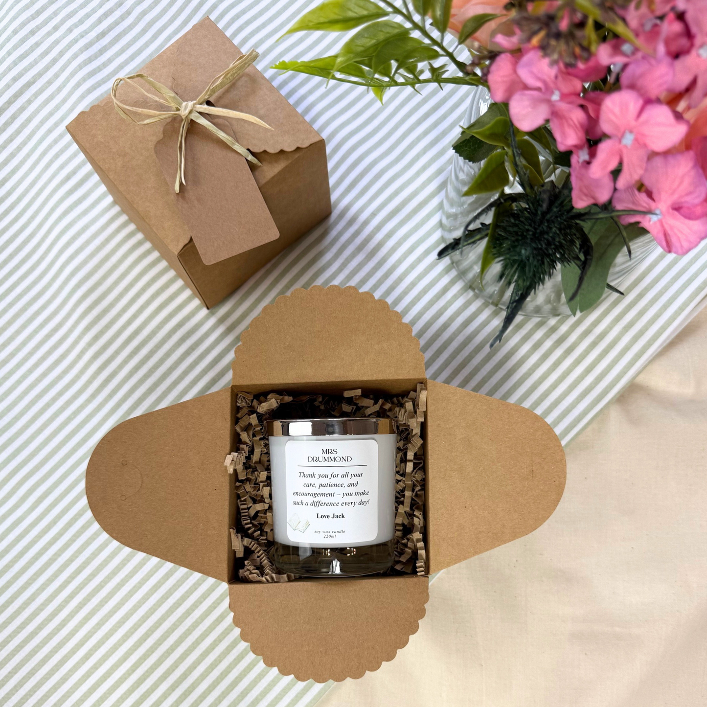 Teacher Appreciation Candle – Customisable Gift with Heartfelt Message by Hideaway Home Fragrances