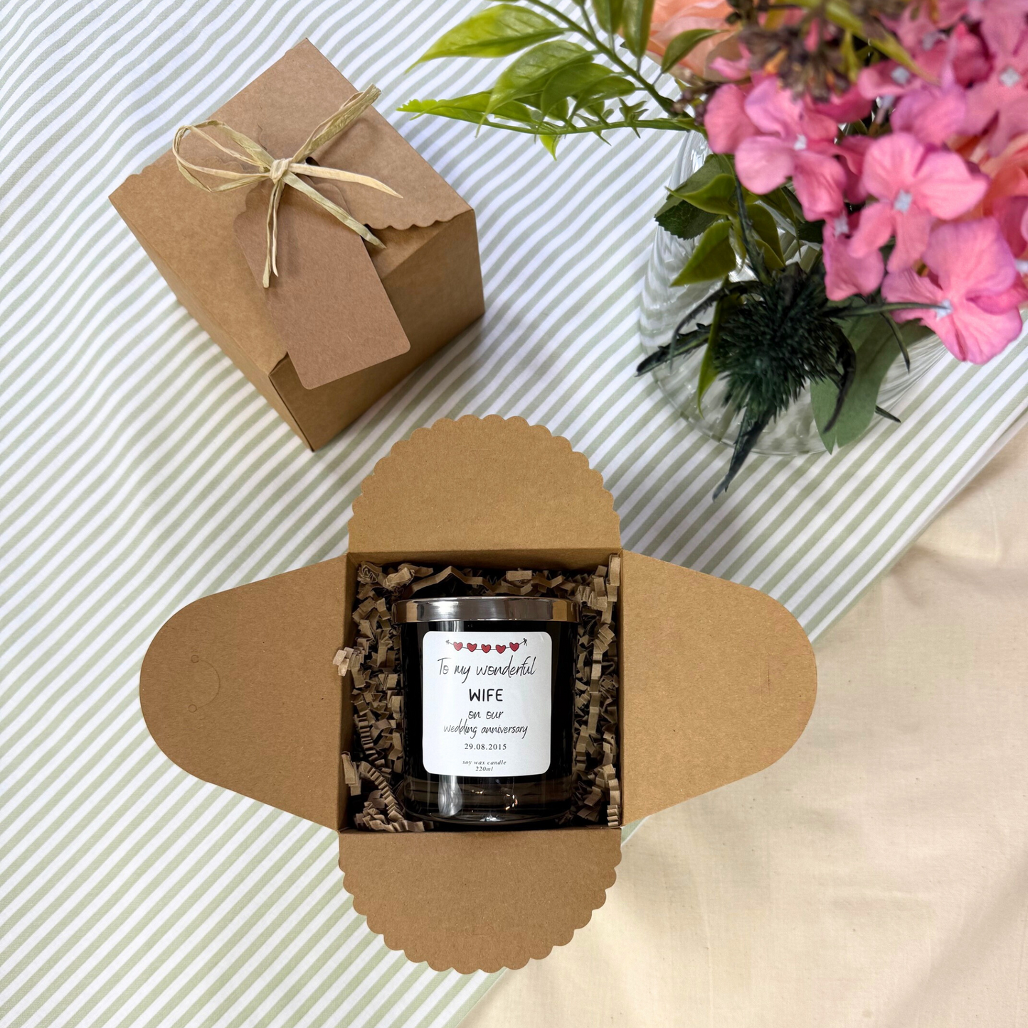 Romantic anniversary candle for wife – sustainable keepsake gift idea - Hideaway Home Fragrances