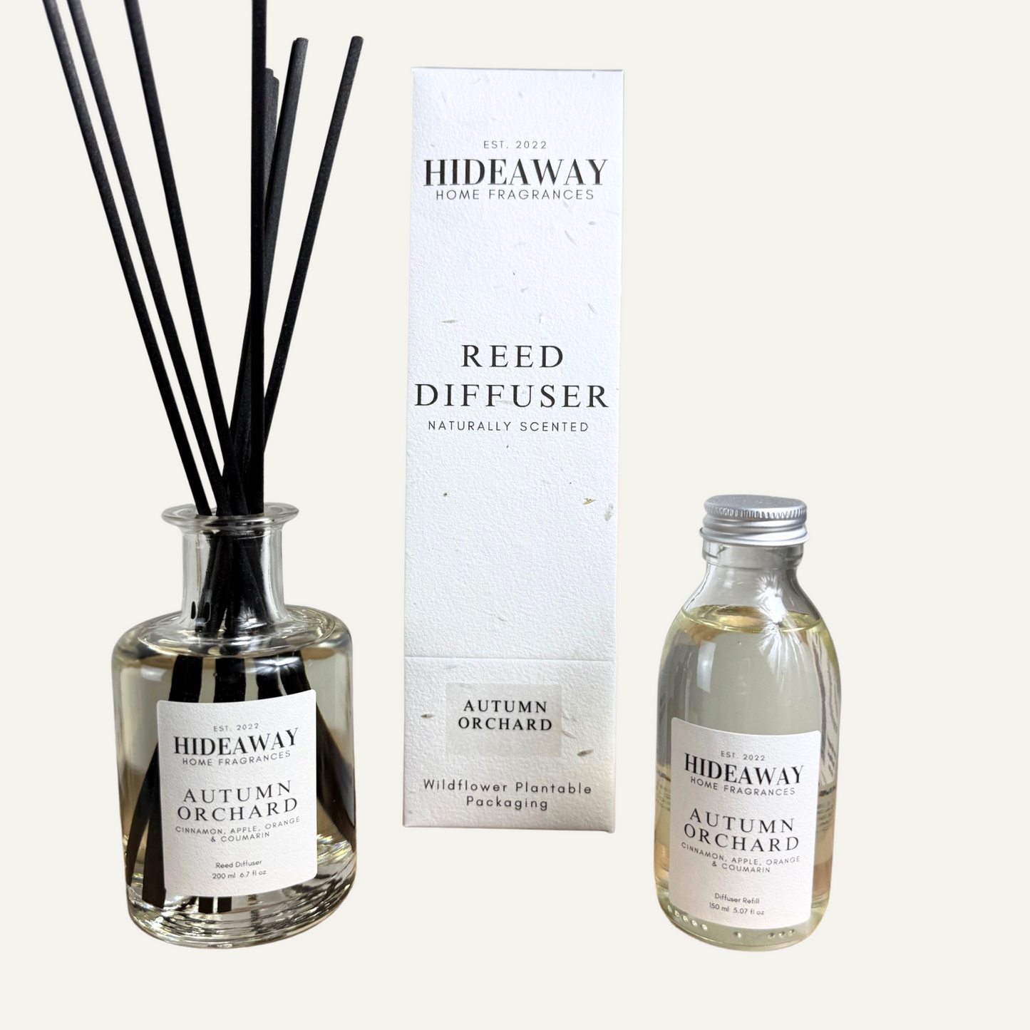 Festive Autumn Reed Diffuser with Apple, Orange, and Cinnamon Fragrance – Hideaway Home Fragrances