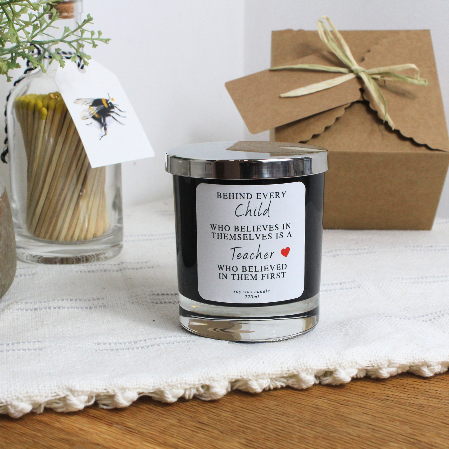 Behind Every Child Personalised Teacher Candle – Thoughtful Gift by Hideaway Home Fragrances