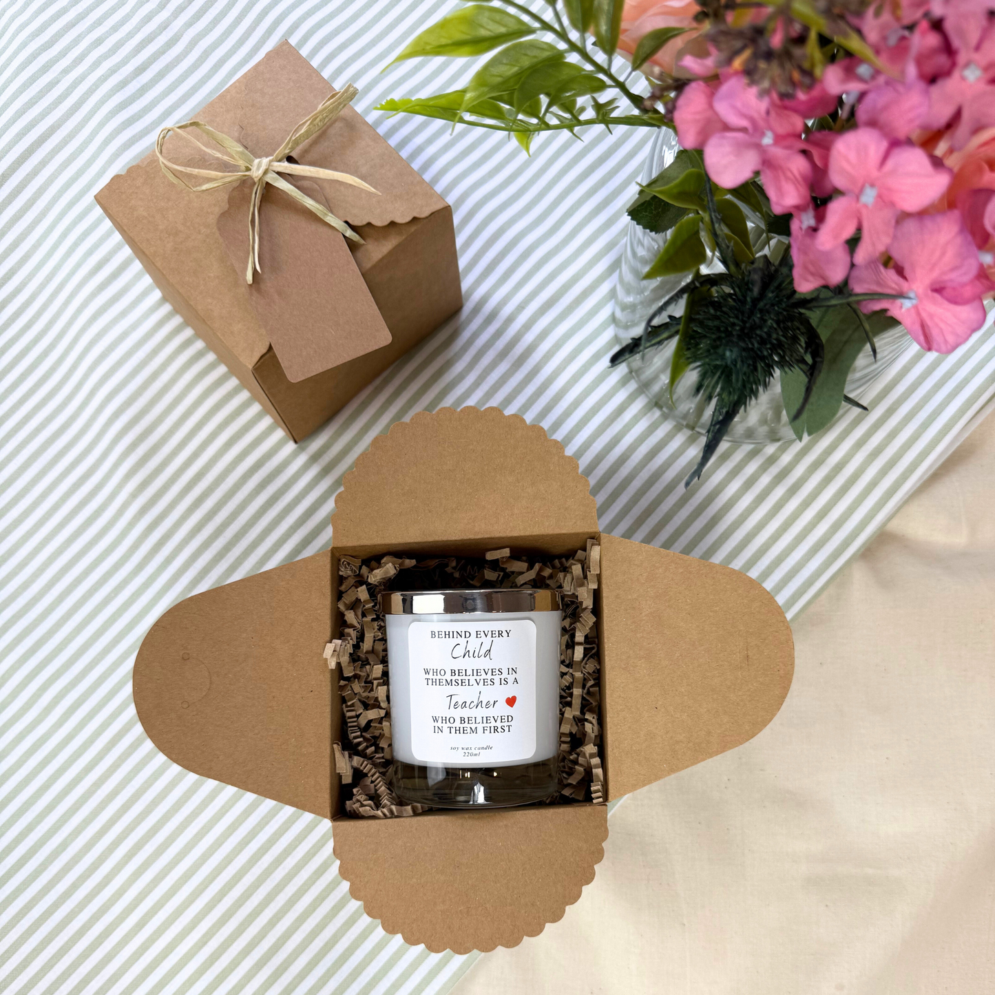 Customisable Behind Every Child Candle – Meaningful Teacher Gift by Hideaway Home Fragrances