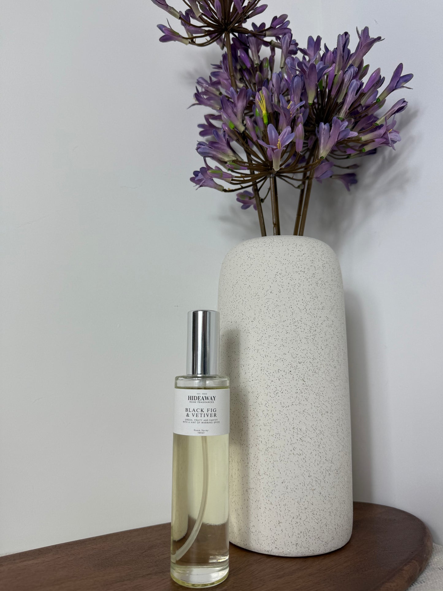 Earthy luxury home scent – Black Fig & Vetiver Room Spray with clove, rosewood, and amber undertones - Hideaway Home Fragrances