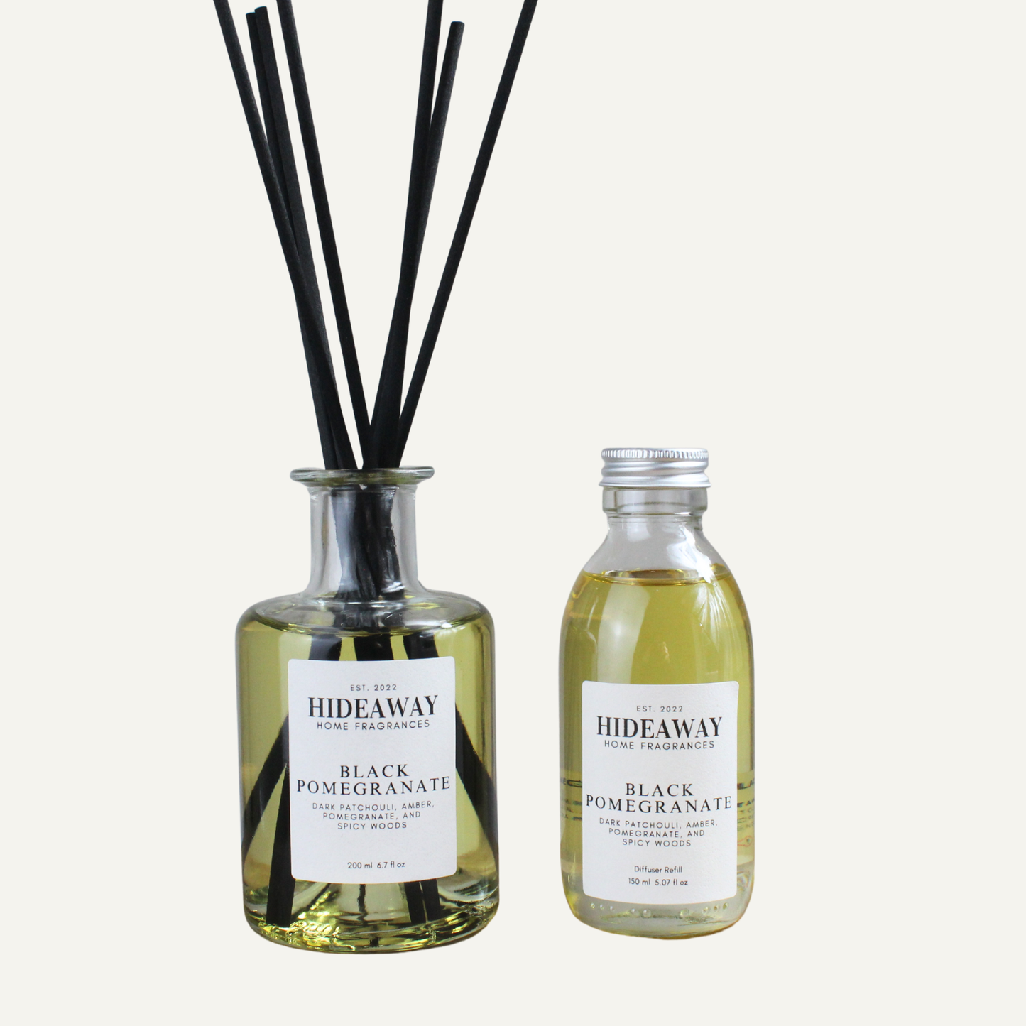 Opulent Exotic Sensual Reed Diffuser Refill – Black Pomegranate Blend with Musk, Vanilla, and Leather | Hideaway Home Fragrances