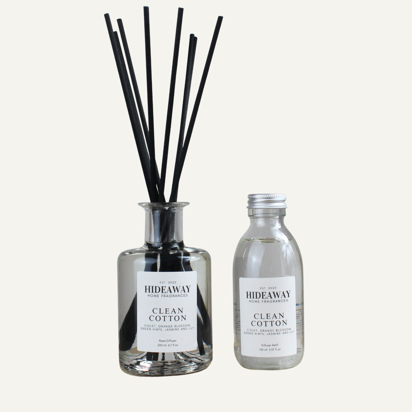 Clean Breezy Uplifting Reed Diffuser Refill – Clean Cotton Blend with Orange, Eucalyptus, and Floral Notes | Hideaway Home Fragrances
