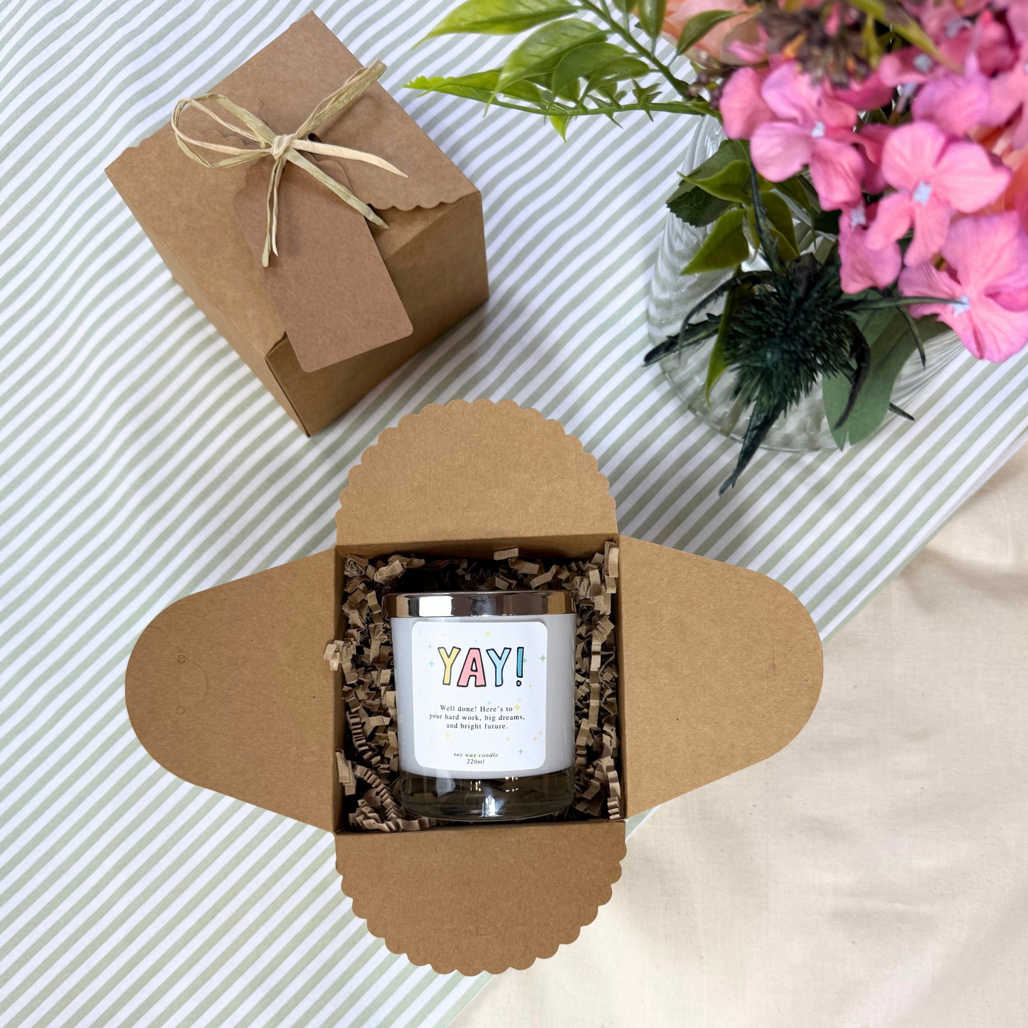 Elegant personalised candle keepsake to celebrate success – Hideaway Home Fragrances