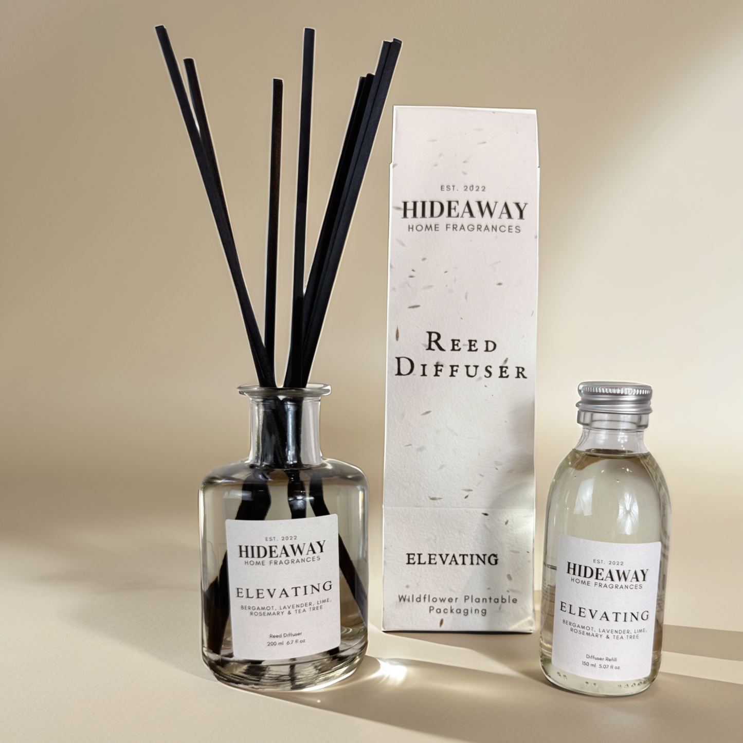 Uplifting reed diffuser blend with lime, tea tree, and lavender – Hideaway Home Fragrances