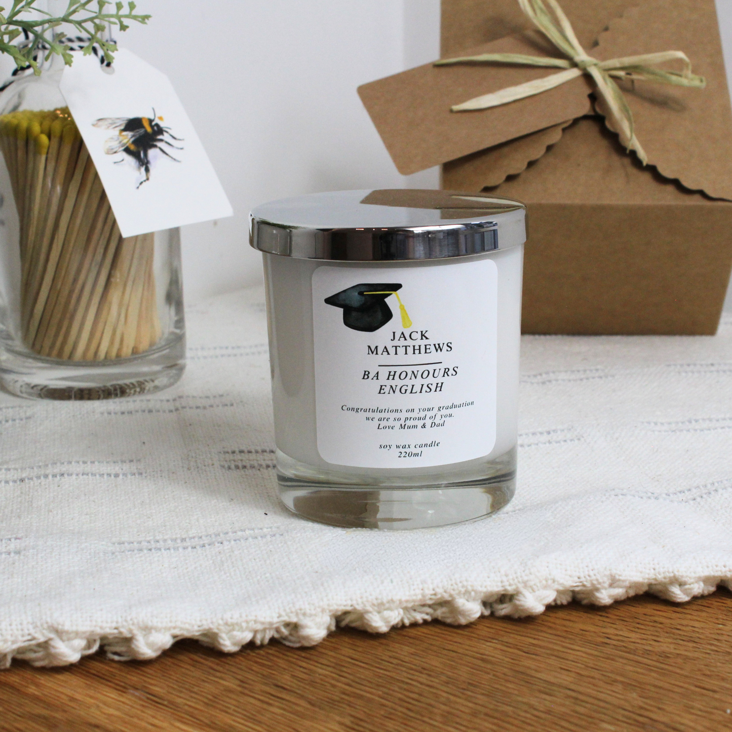 Luxury hand-poured scented candle gift to celebrate graduation – Hideaway Home Fragrances