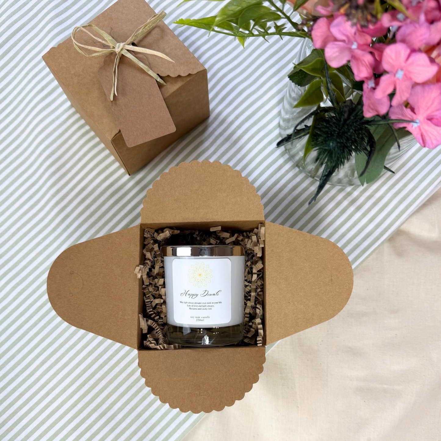 Unique custom Diwali candle gift with heartfelt message – Hideaway Home Fragrances