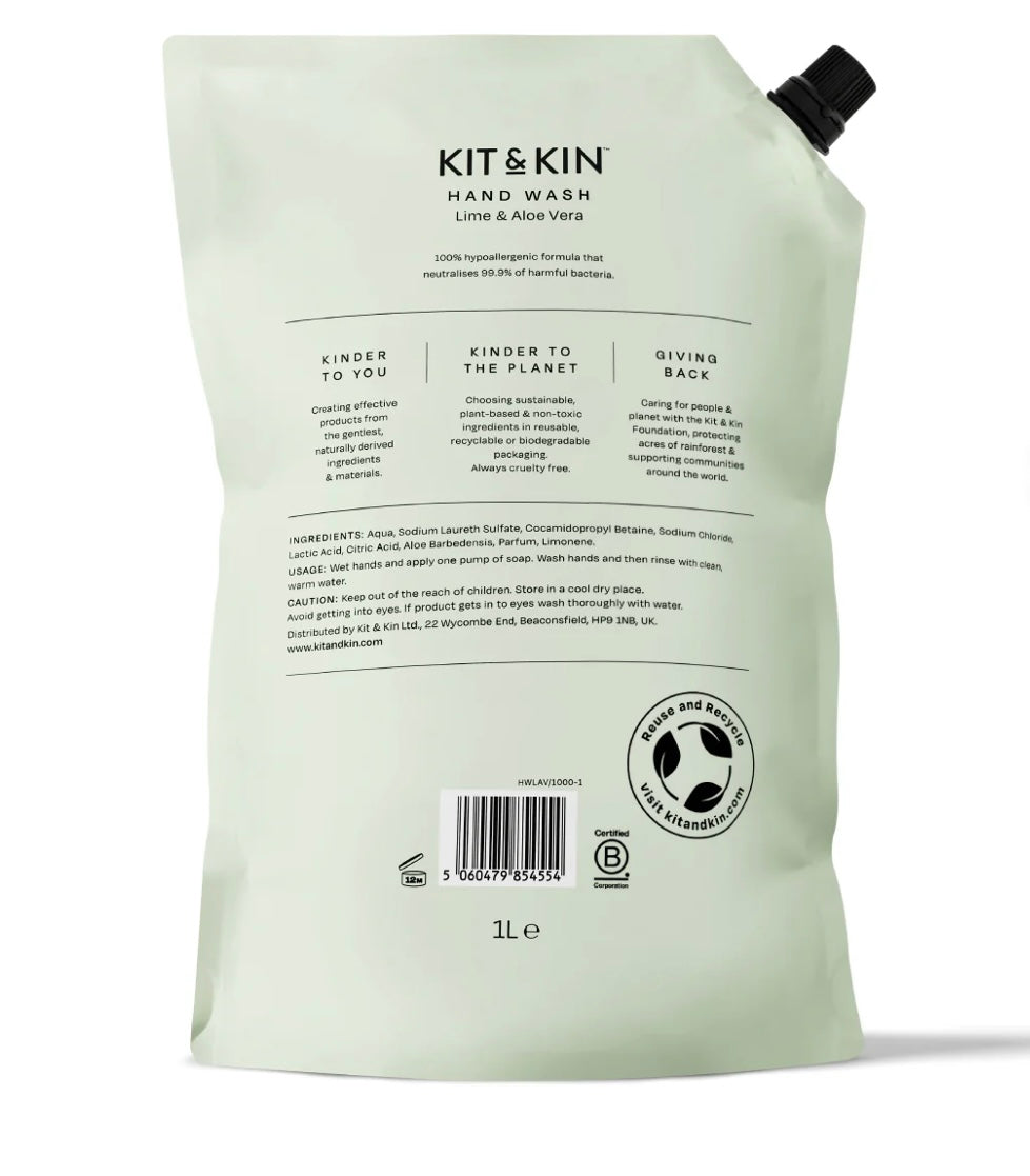Sustainable Kit & Kin Eco Hand Wash Refill – Natural, Cruelty-Free Formula - Hideaway Home Fragrances