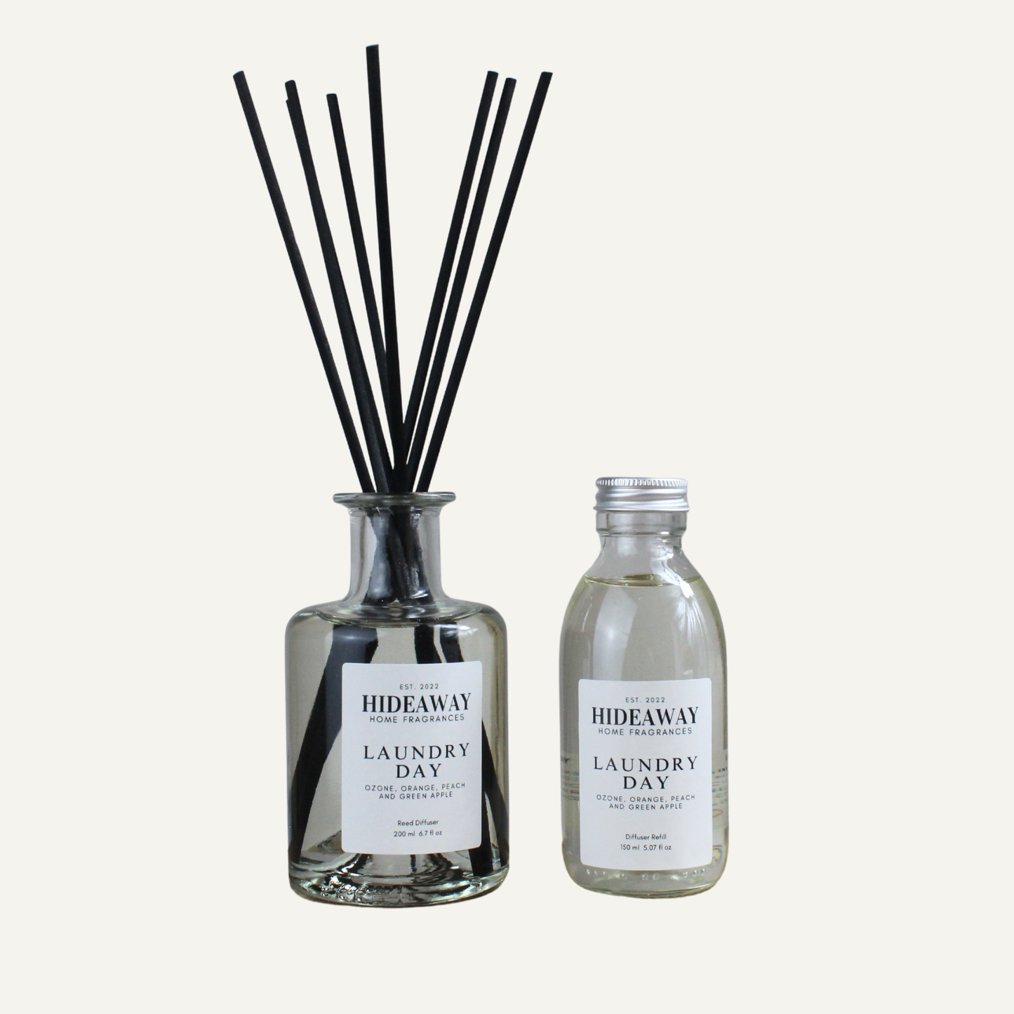 Fresh Crisp Comforting Reed Diffuser Refill – Laundry Day Clean Cotton and Vanilla Blend | Hideaway Home Fragrances
