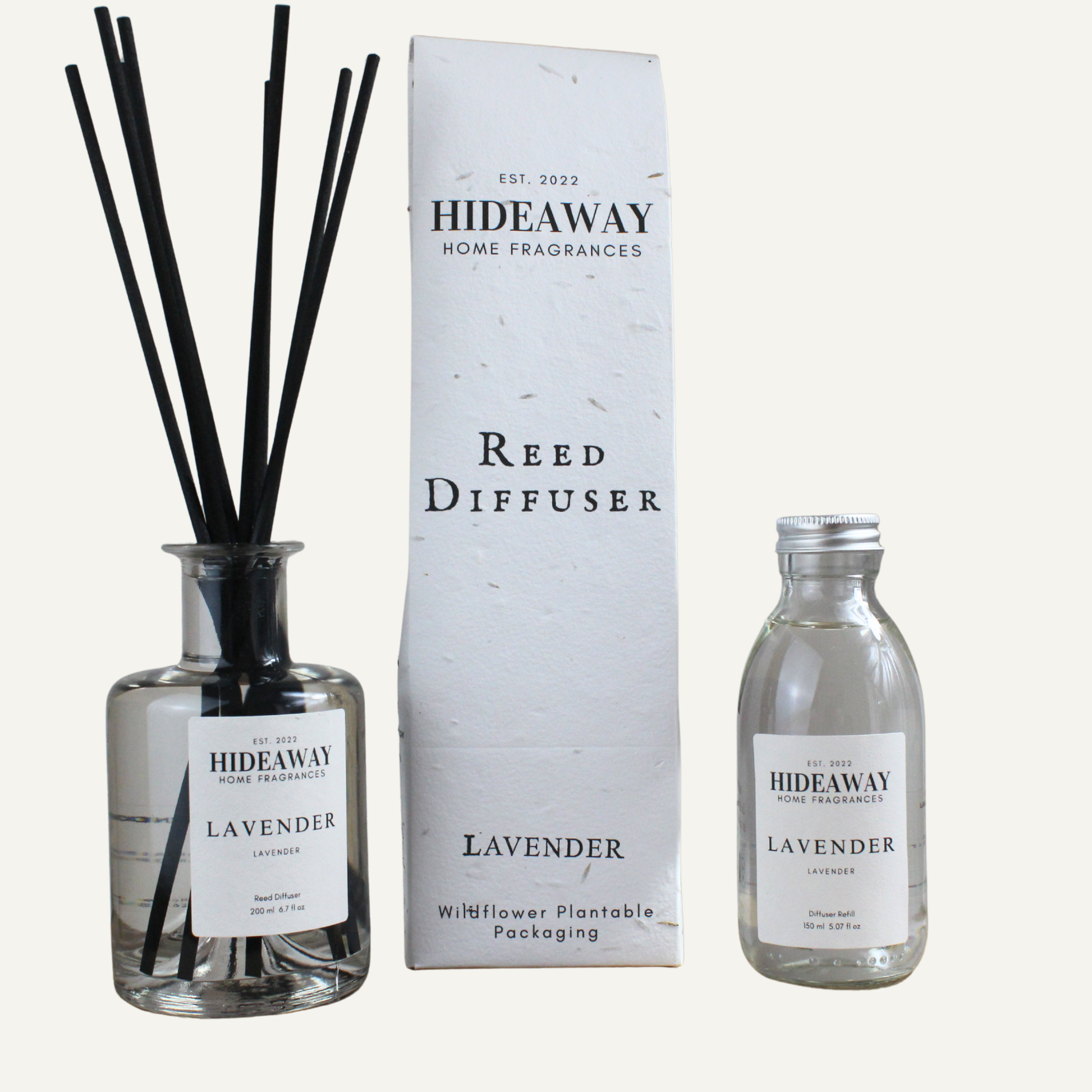 Elegant Lavender Reed Diffuser – Soothing Restorative Scent for Peaceful Bedrooms and Living Spaces | Hideaway Home Fragrances