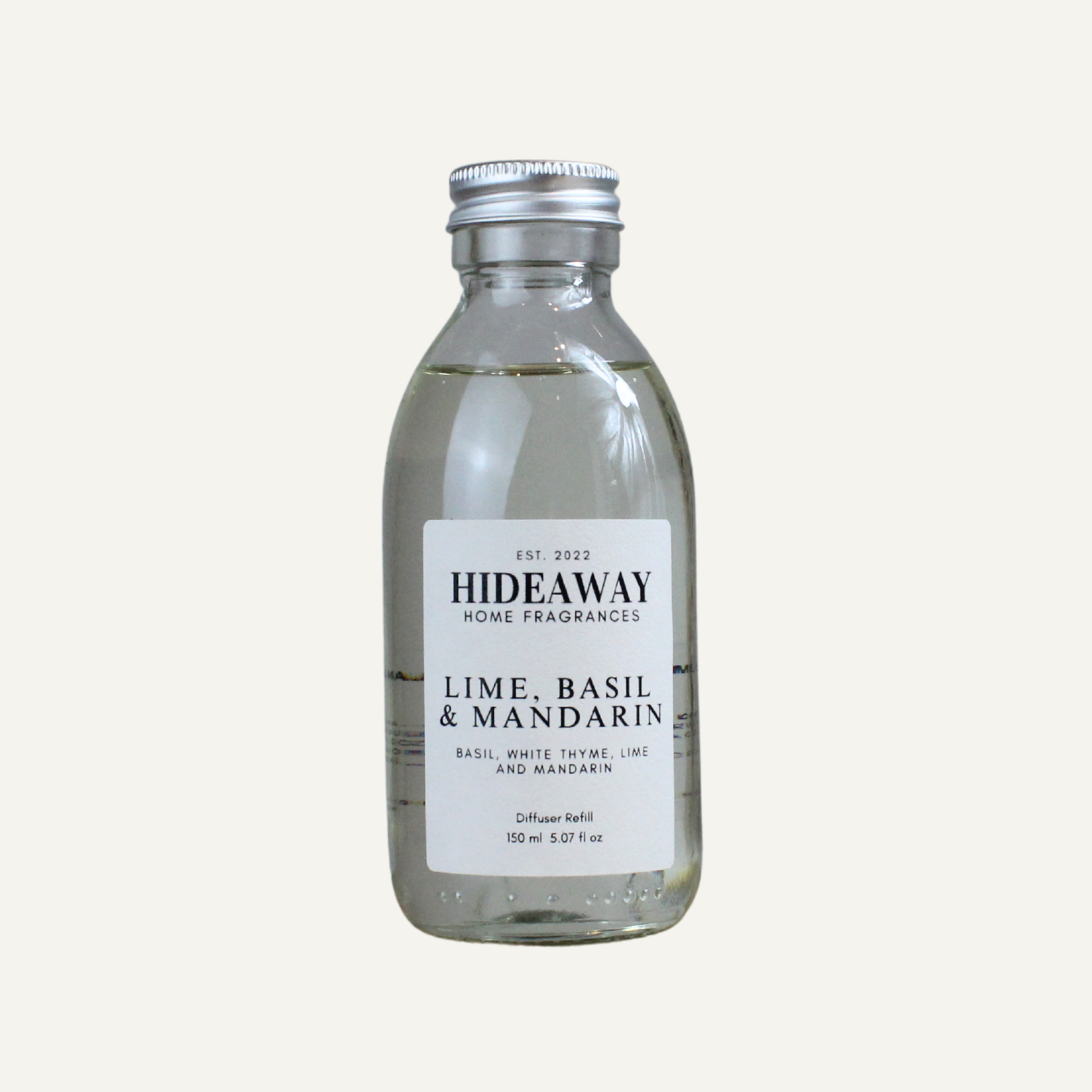 Luxury Lime, Basil & Mandarin Diffuser Refill – Fresh Uplifting Invigorating Aroma with Basil, White Thyme, and Citrus | Hideaway Home Fragrances