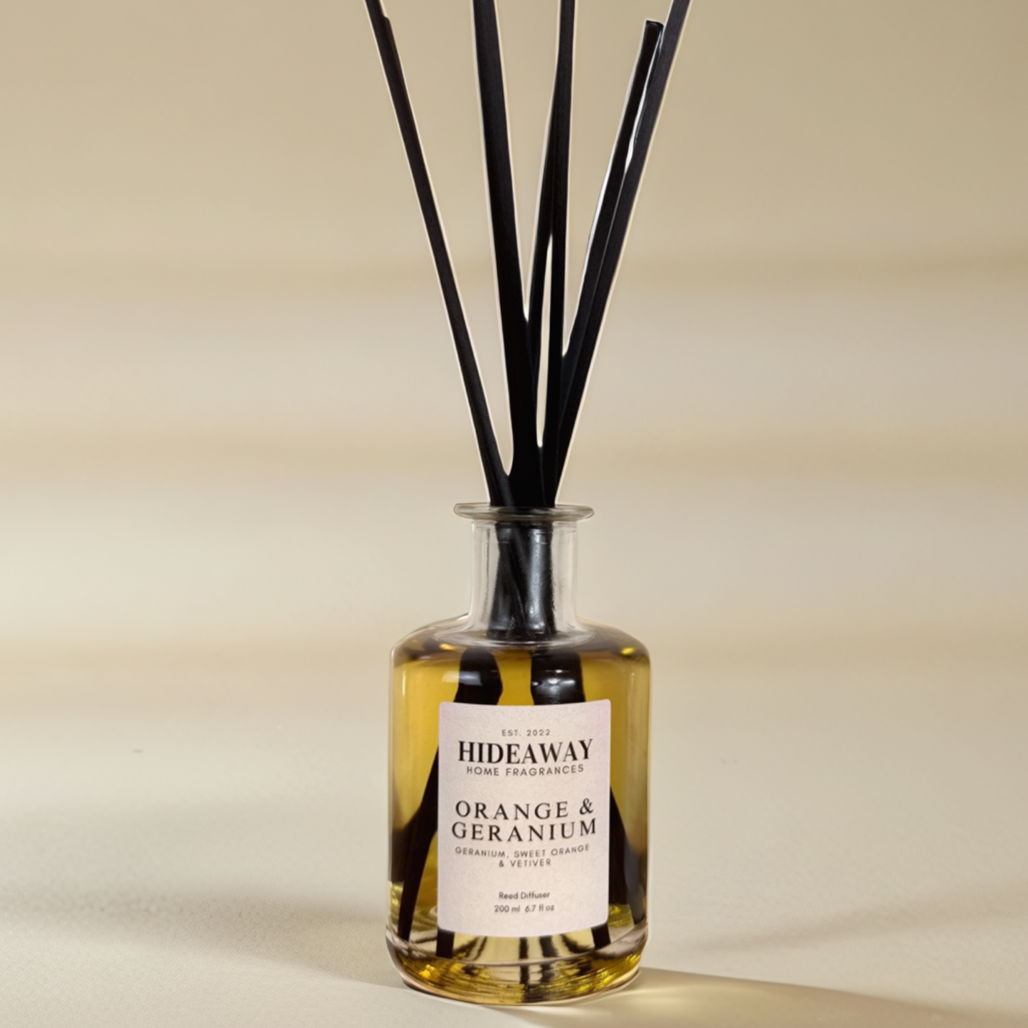 Orange & Geranium Reed Diffuser with sweet citrus and floral notes – Hideaway Home Fragrances