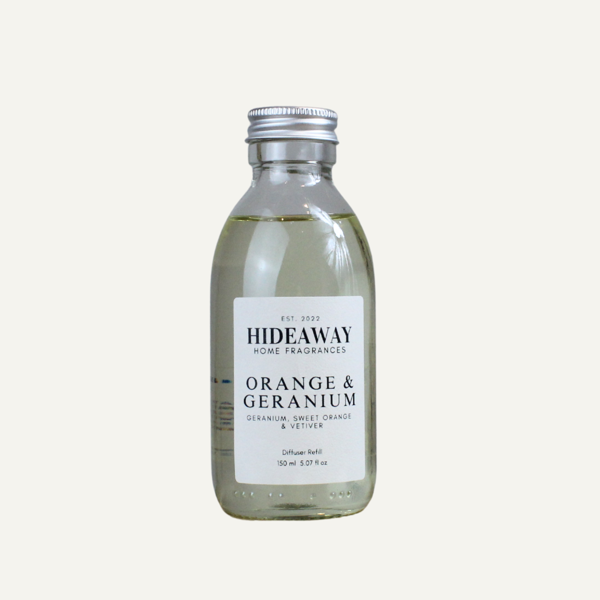 Luxury Orange & Geranium Diffuser Refill – Bright Floral Grounding Aroma with Geranium and Citrus Notes | Hideaway Home Fragrances