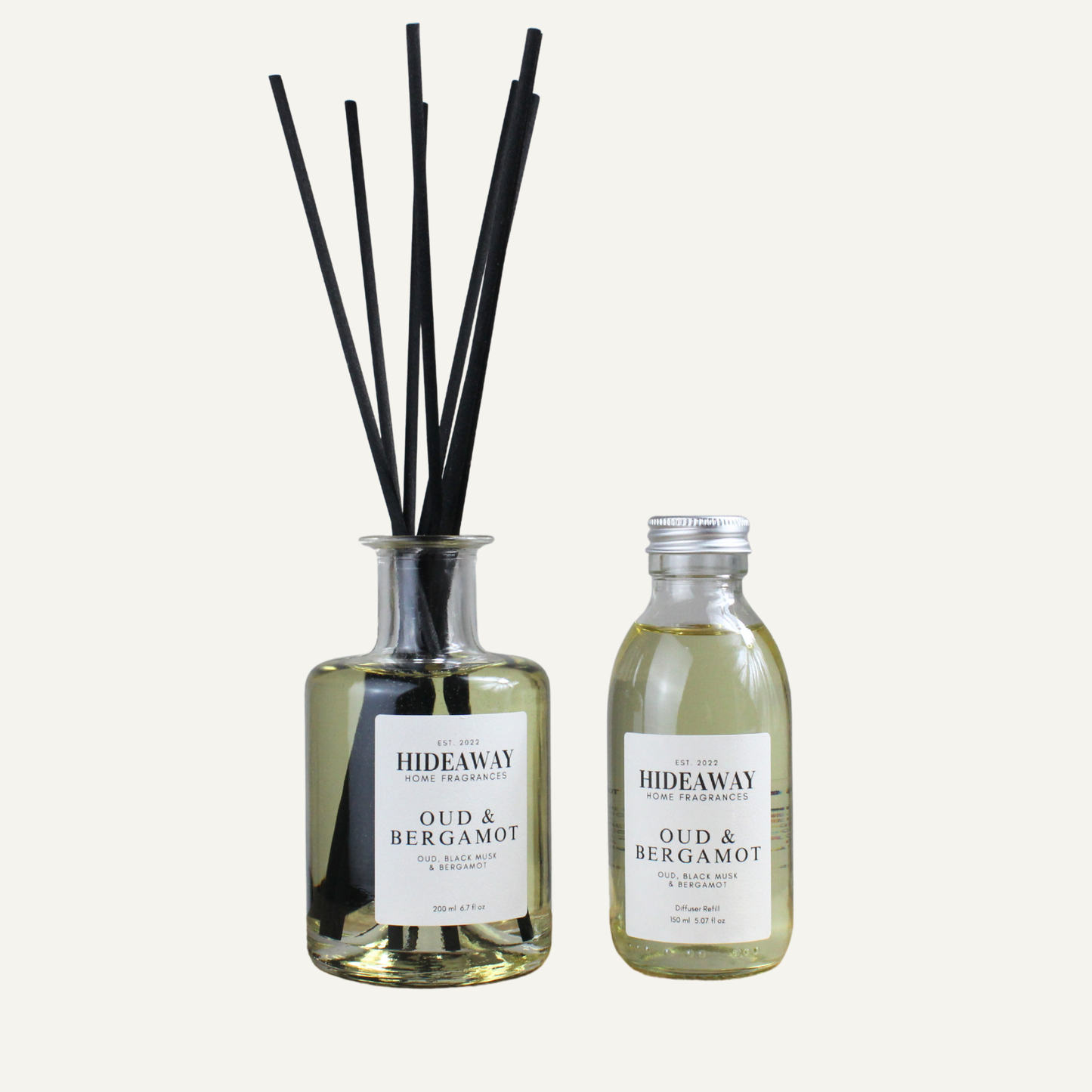 Smoky Spiced Sophisticated Reed Diffuser Refill – Oud & Bergamot Blend with Soft Floral and Woody Notes | Hideaway Home Fragrances