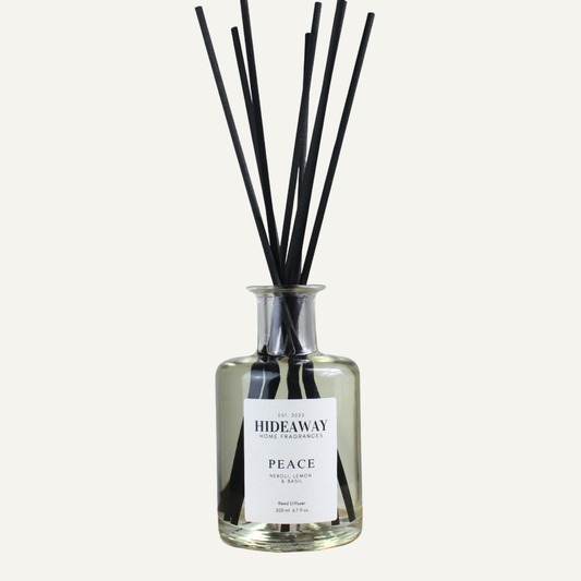 Peace Reed Diffuser – Uplifting Citrus Balancing Home Fragrance with Lemon, Neroli, and Basil | Hideaway Home Fragrances