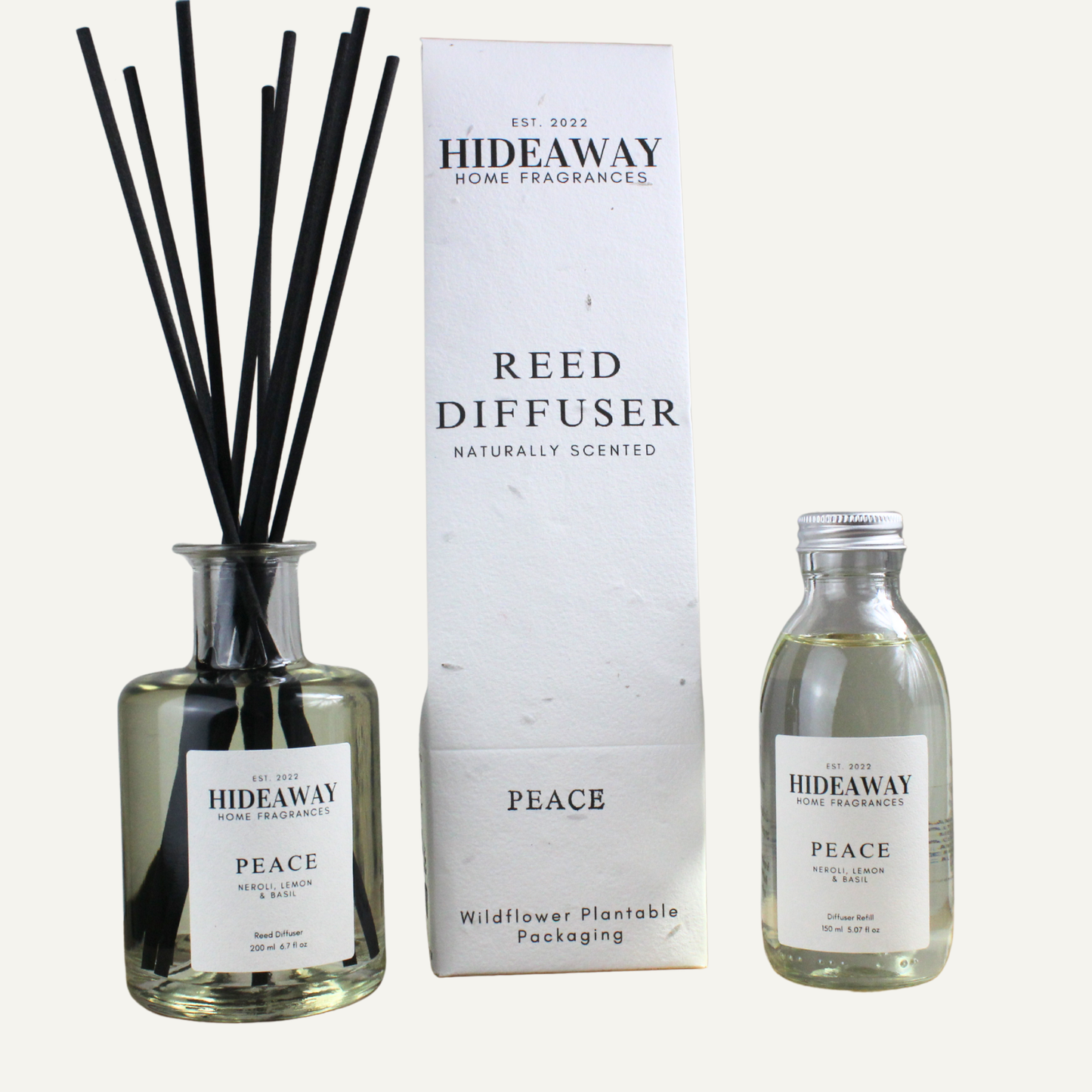 Elegant Peace Reed Diffuser – Uplifting Citrus Balancing Fragrance for Focus and Relaxation | Hideaway Home Fragrances