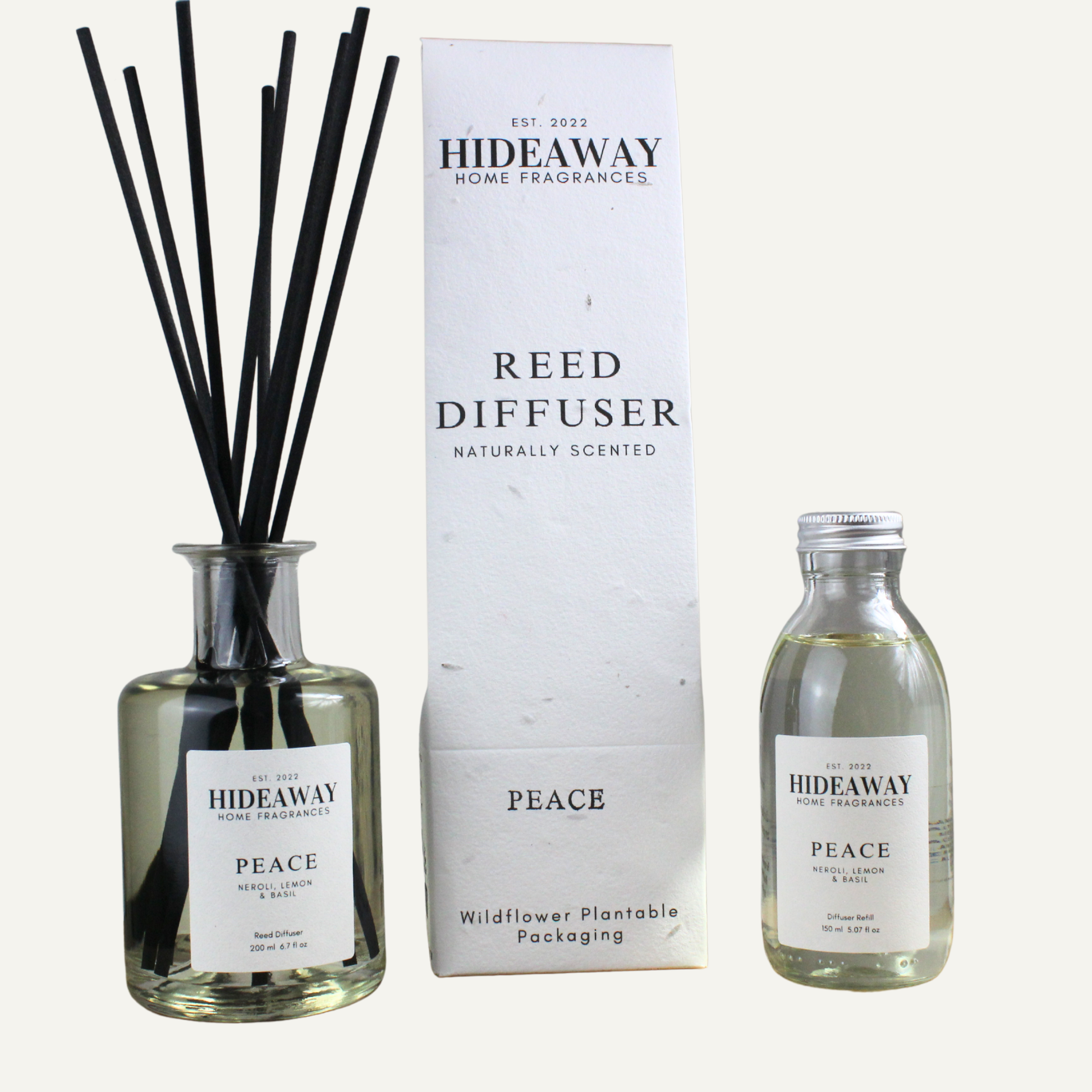 Elegant Peace Reed Diffuser – Uplifting Citrus Balancing Fragrance for Focus and Relaxation | Hideaway Home Fragrances
