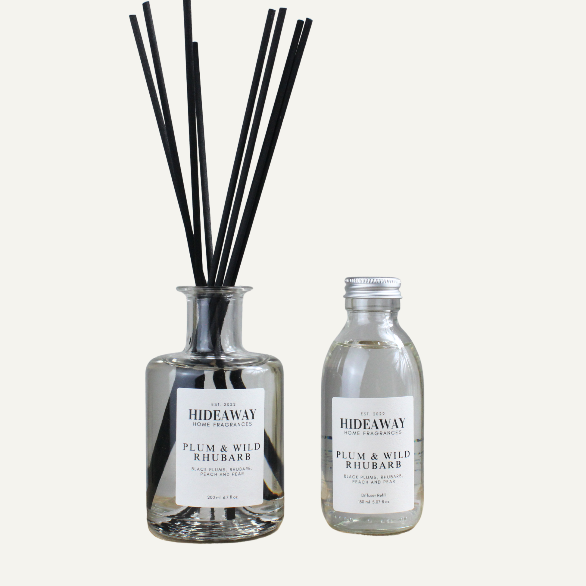Juicy Tart Uplifting Reed Diffuser Refill – Plum & Wild Rhubarb Blend with Raspberry and Cedarwood Notes | Hideaway Home Fragrances