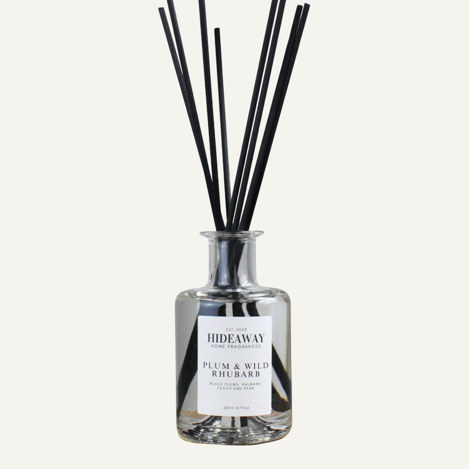 Plum and Wild Rhubarb Reed Diffuser – Juicy Tart Uplifting Home Fragrance with Black Plum and Rhubarb | Hideaway Home Fragrances