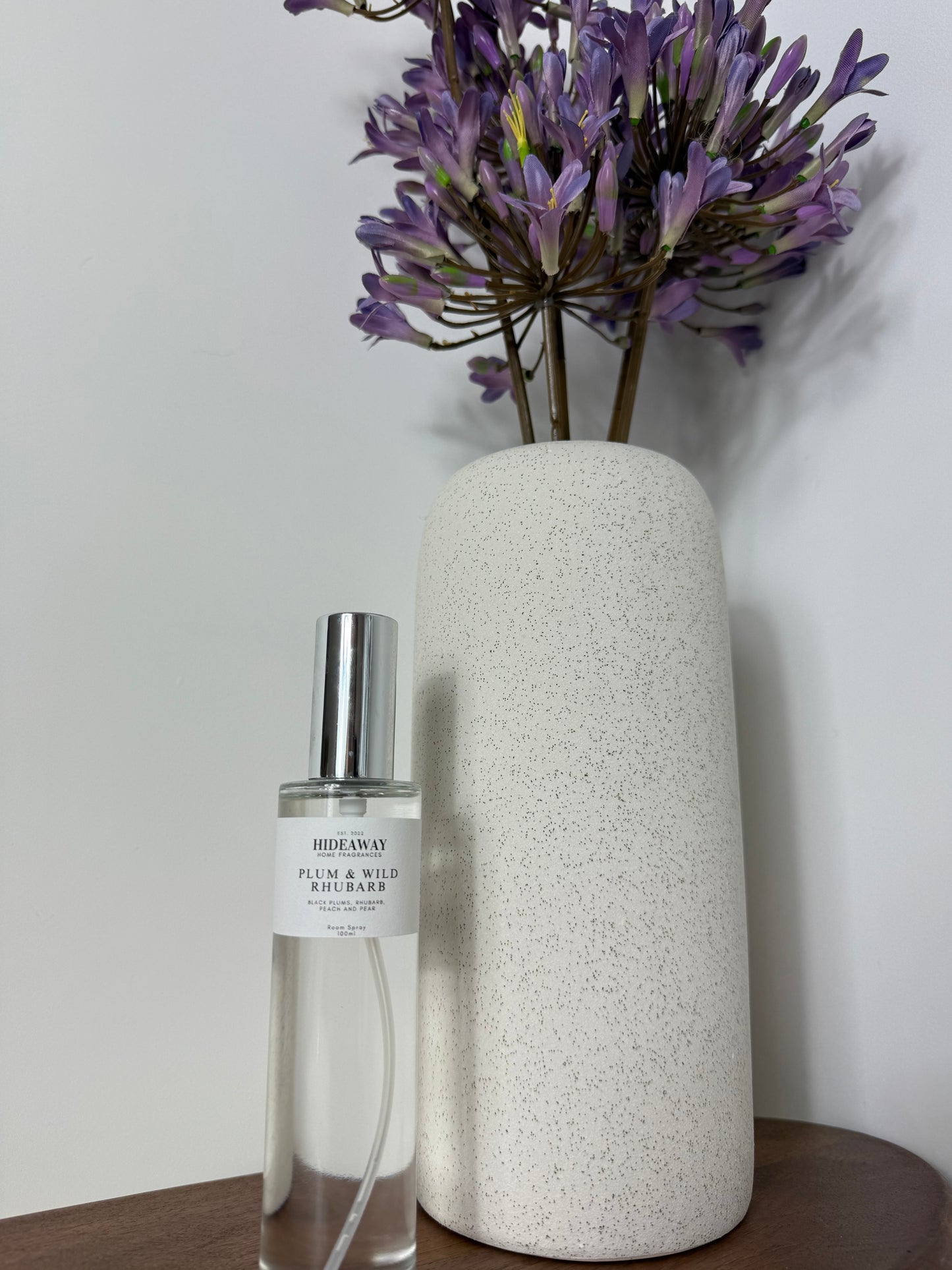Uplifting home fragrance spray – sweet plum and rhubarb blend with creamy vanilla and musk finish - Hideaway Home Fragrances