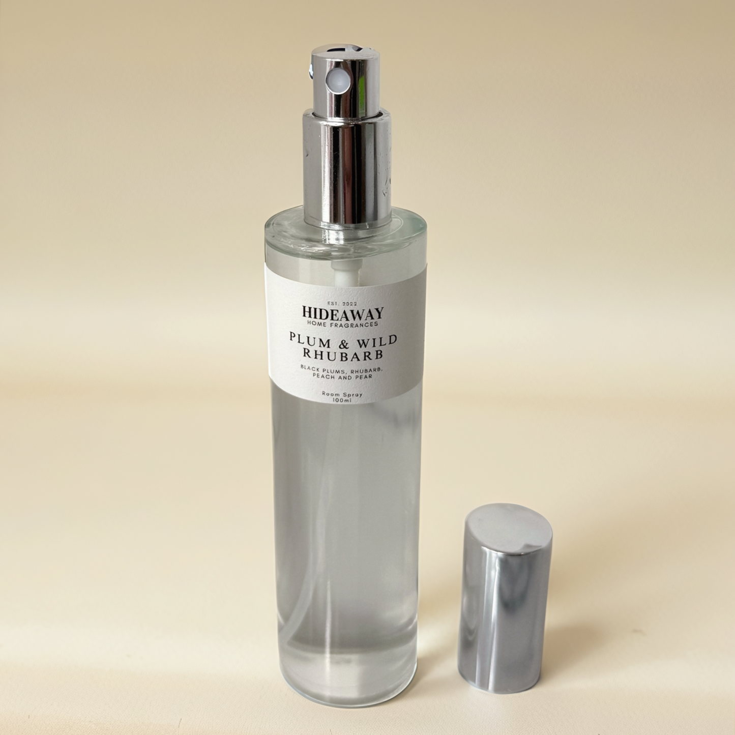 Plum and Wild Rhubarb Room Spray – juicy black plum and tart rhubarb fragrance for a fresh, uplifting home scent - Hideaway Home Fragrances