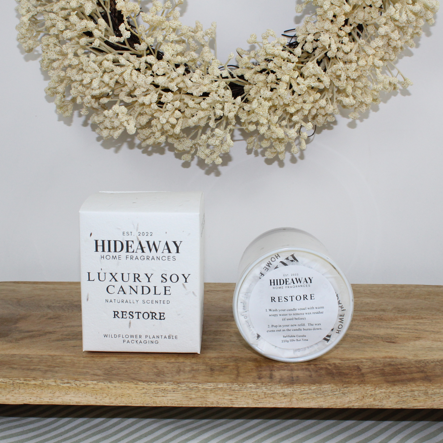 Invigorating Restore Candle capturing clarity and renewed energy with mint and bergamot – Hideaway Home Fragrances