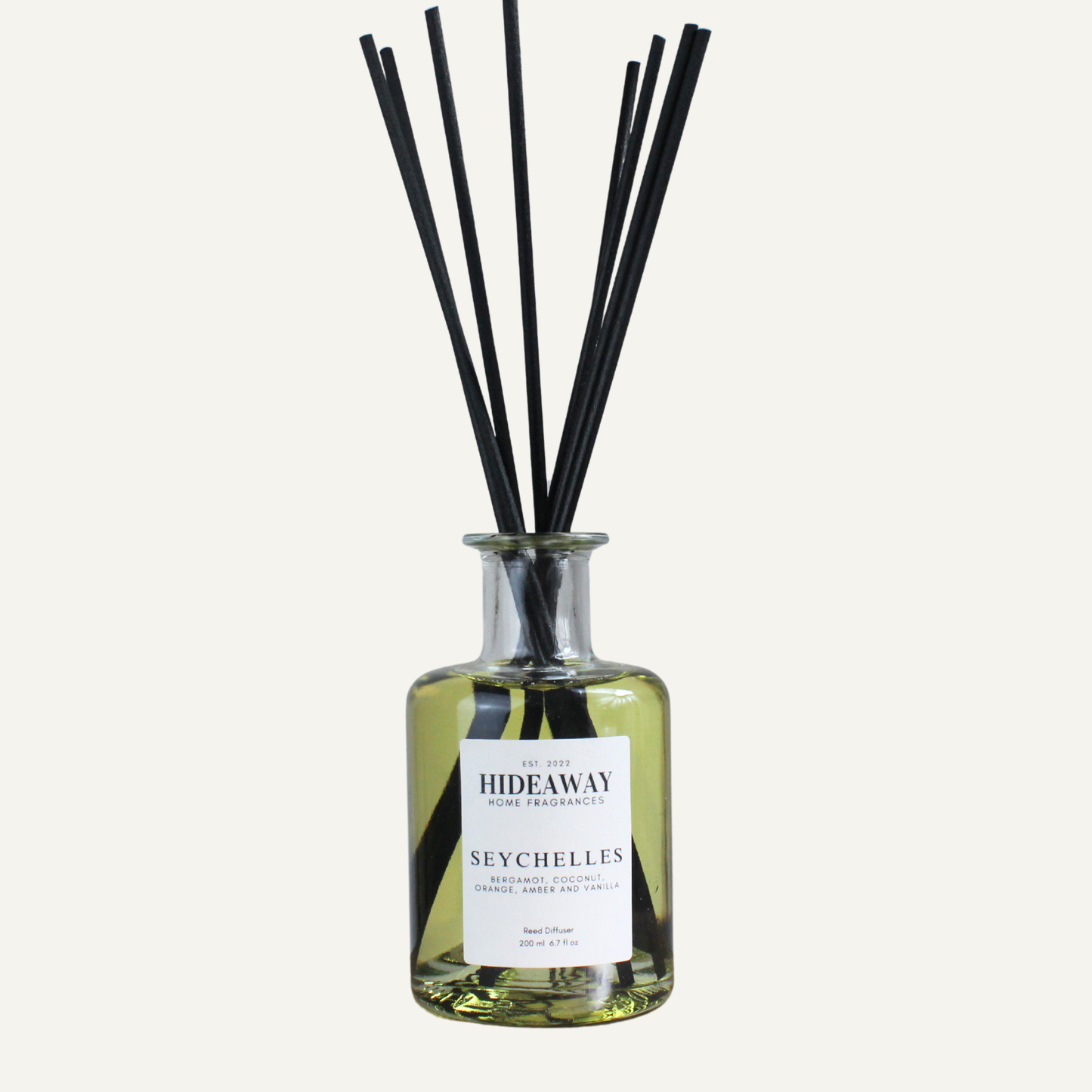 Seychelles Reed Diffuser – Citrusy Tropical Soothing Home Fragrance with Bergamot, Orange, and Coconut | Hideaway Home Fragrances