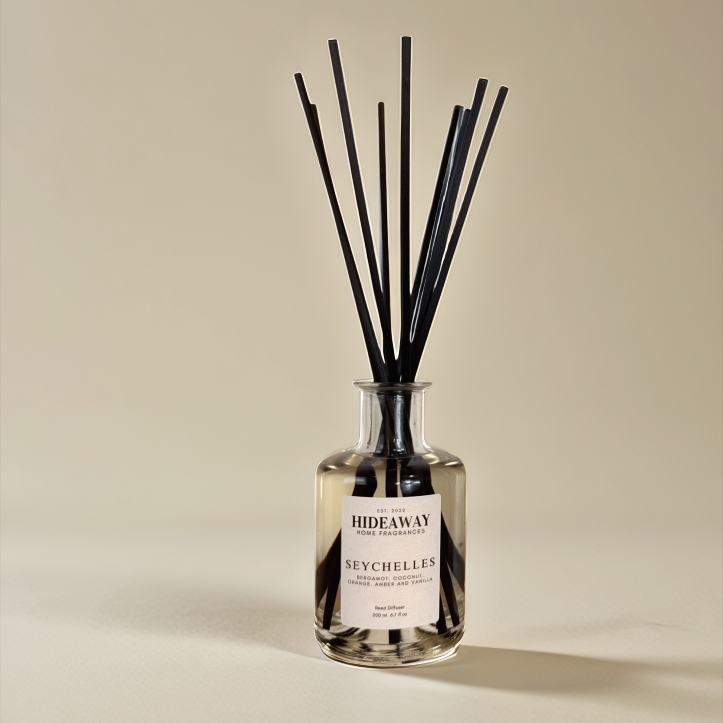 Seychelles Reed Diffuser – Tropical citrus and soothing island breeze for a serene atmosphere - Hideaway Home Fragrances