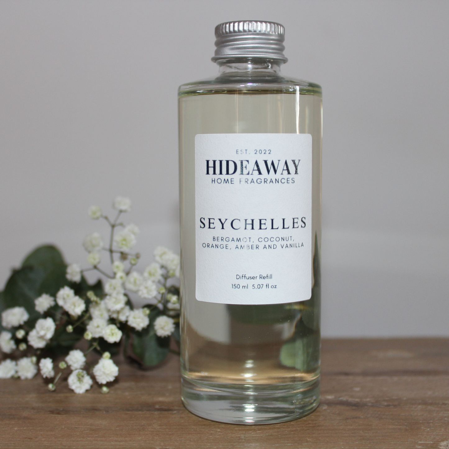 Seychelles Diffuser Refill 150ml – Tropical citrus and soothing island breeze for a serene atmosphere - Hideaway Home Fragrances