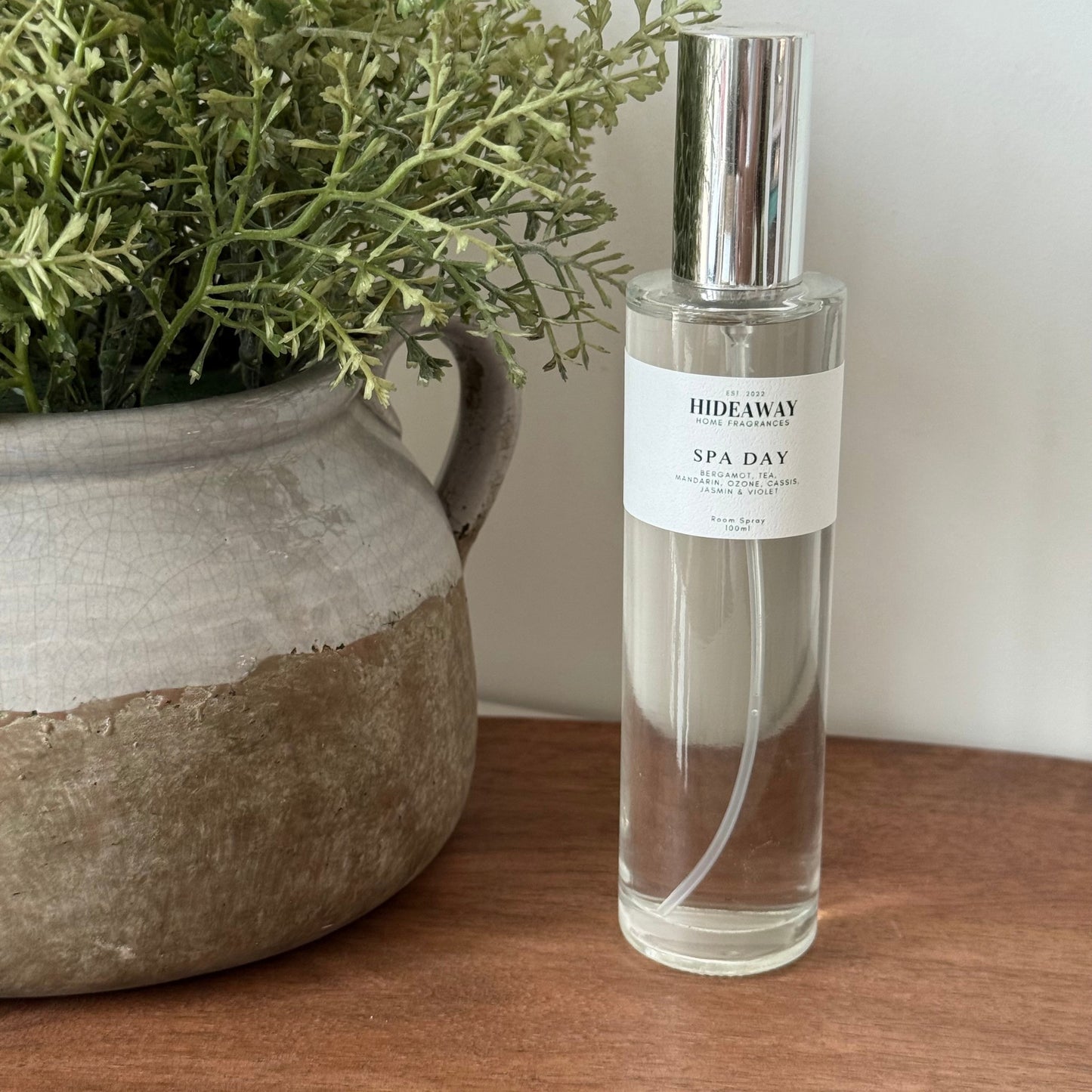 Calming home fragrance with pine, amber, and soft florals - Hideaway Home Fragrances