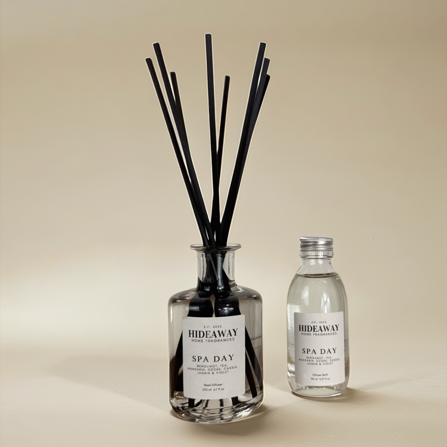 Fresh and relaxing reed diffuser with thyme, sea salt, and violet – Hideaway Home Fragrances