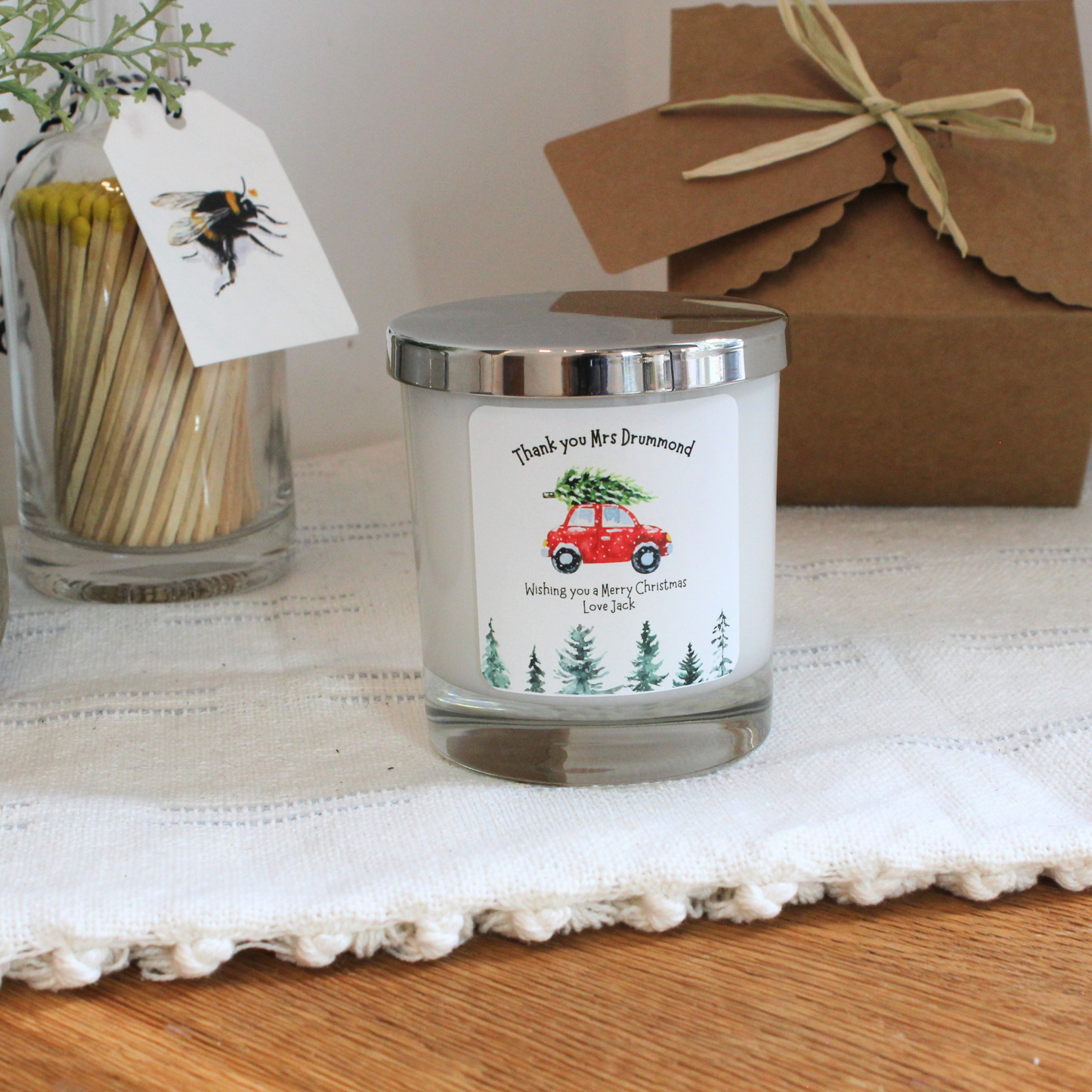 Luxury hand-poured festive candle gift with custom thank you message – Hideaway Home Fragrances