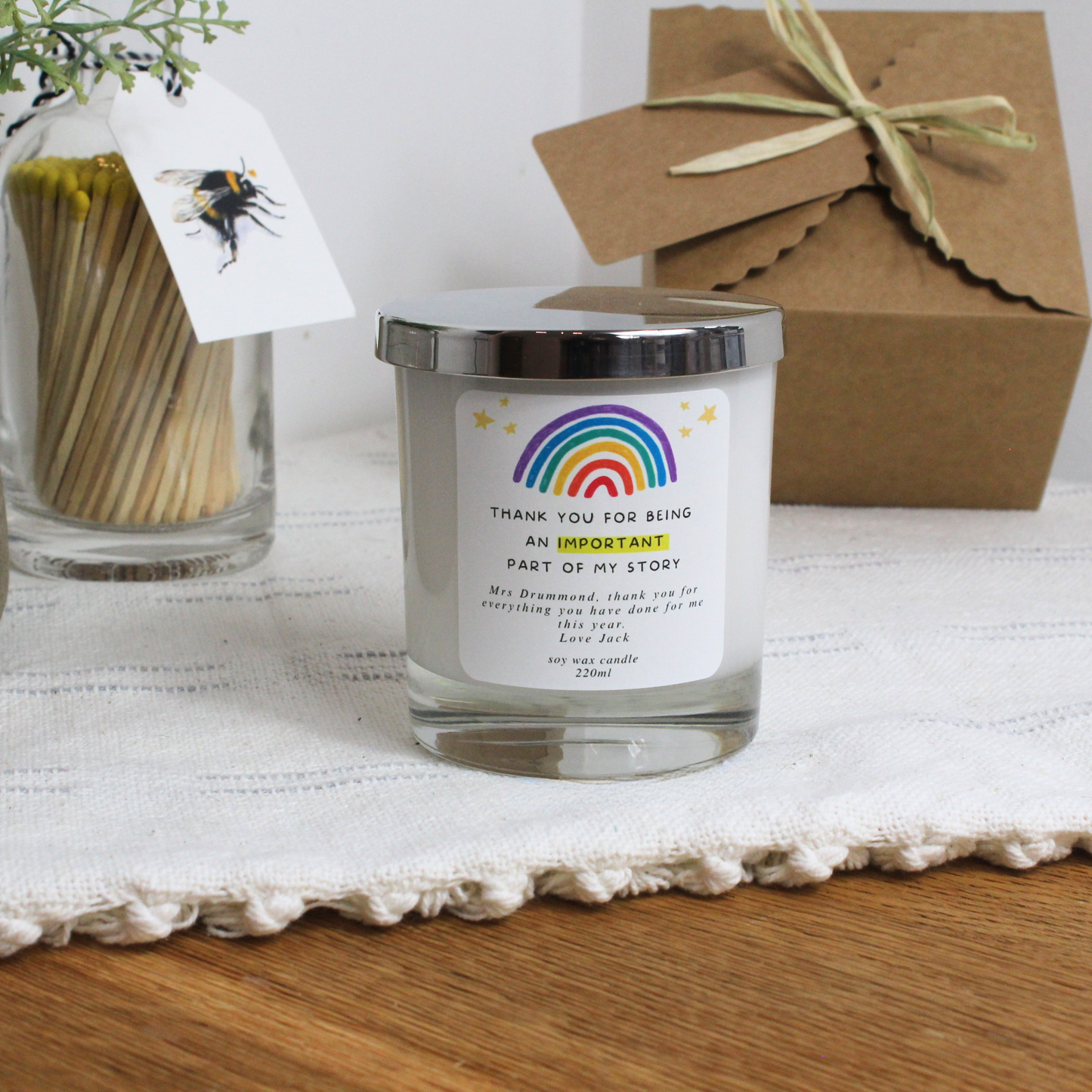 Personalised Teacher Candle – For Being an Important Part of My Story Keepsake by Hideaway Home Fragrances