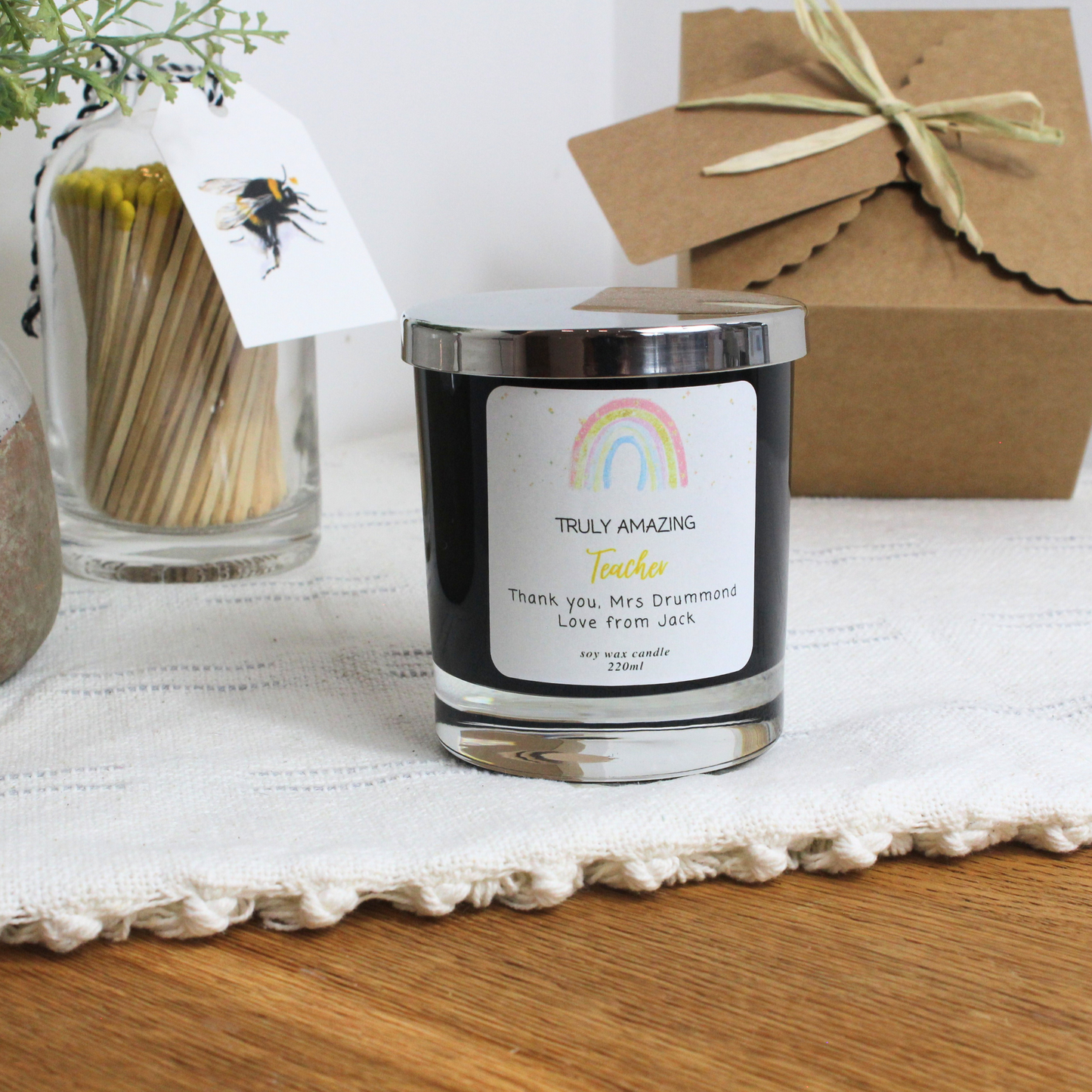 Personalised Teacher Appreciation Candle – Heartfelt Gift for Dedicated Teachers by Hideaway Home Fragrances