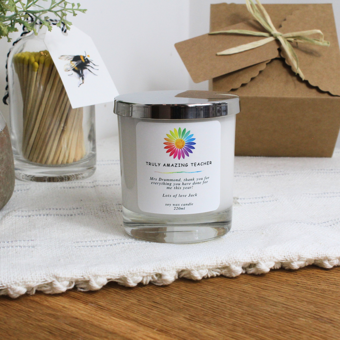 Personalised Teacher Candle – Heartfelt Thank You Gift for Dedicated Teachers by Hideaway Home Fragrances
