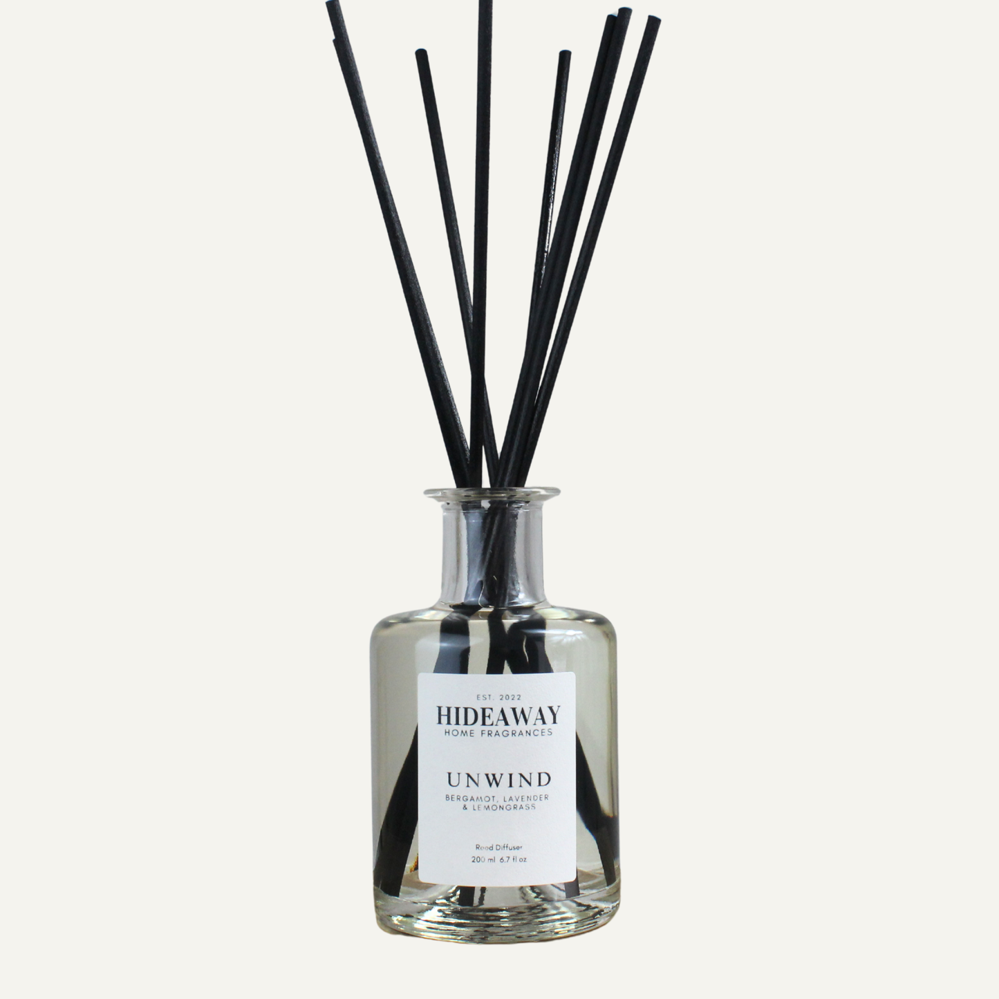 Unwind Reed Diffuser – Refreshing Calming Uplifting Home Fragrance with Lemongrass, Bergamot, and Lavender | Hideaway Home Fragrances