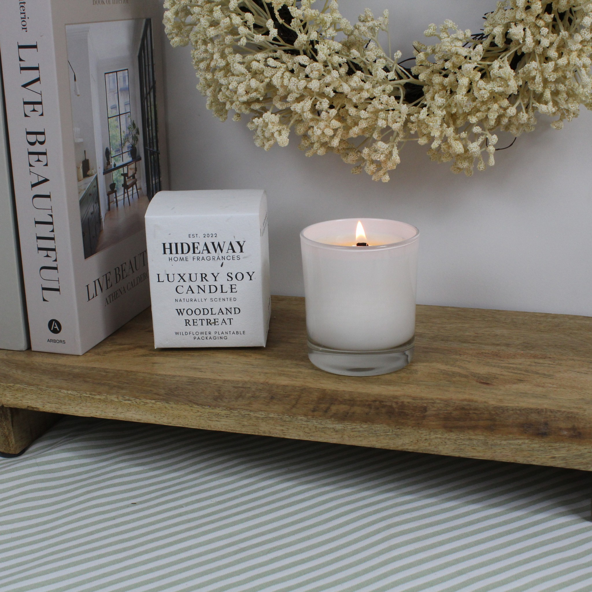 Woodland Retreat Candle with citrus, wildflowers, and mossy earth evoking tranquil forest walks – Hideaway Home Fragrances