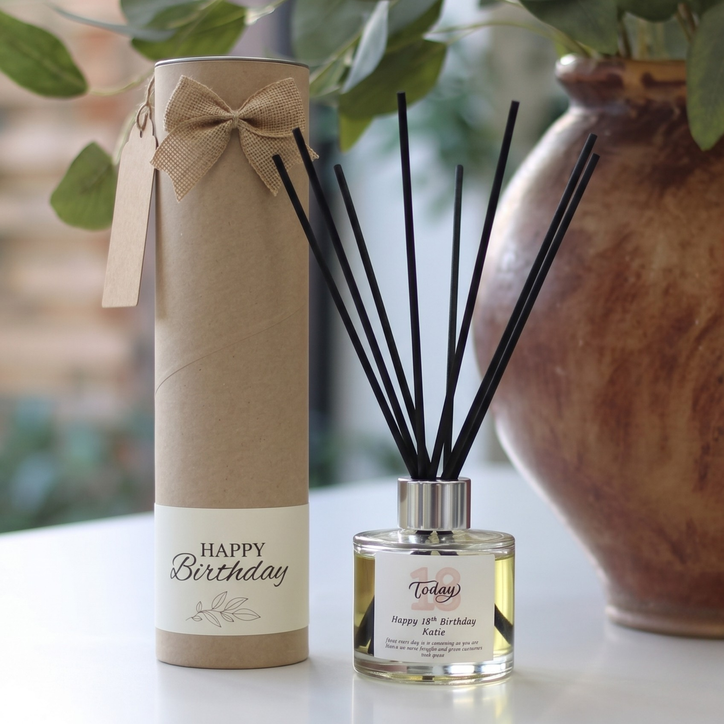 Personalised birthday gift for her candle and reed diffuser keepsake gift set ready to give - Hideaway Home Fragrances