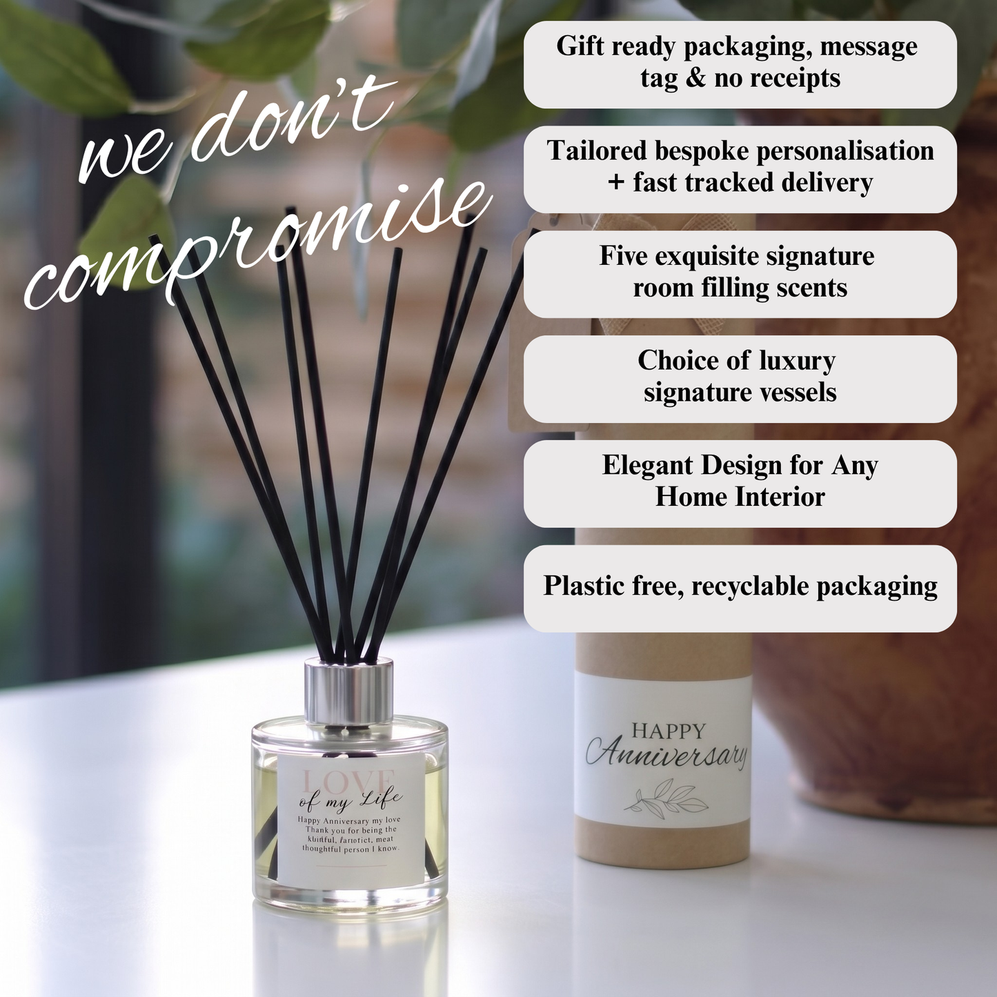 Personalised candle and reed diffuser gift, fully gift-wrapped in eco-friendly packaging and ready to gift. - Hideaway Home Fragrances