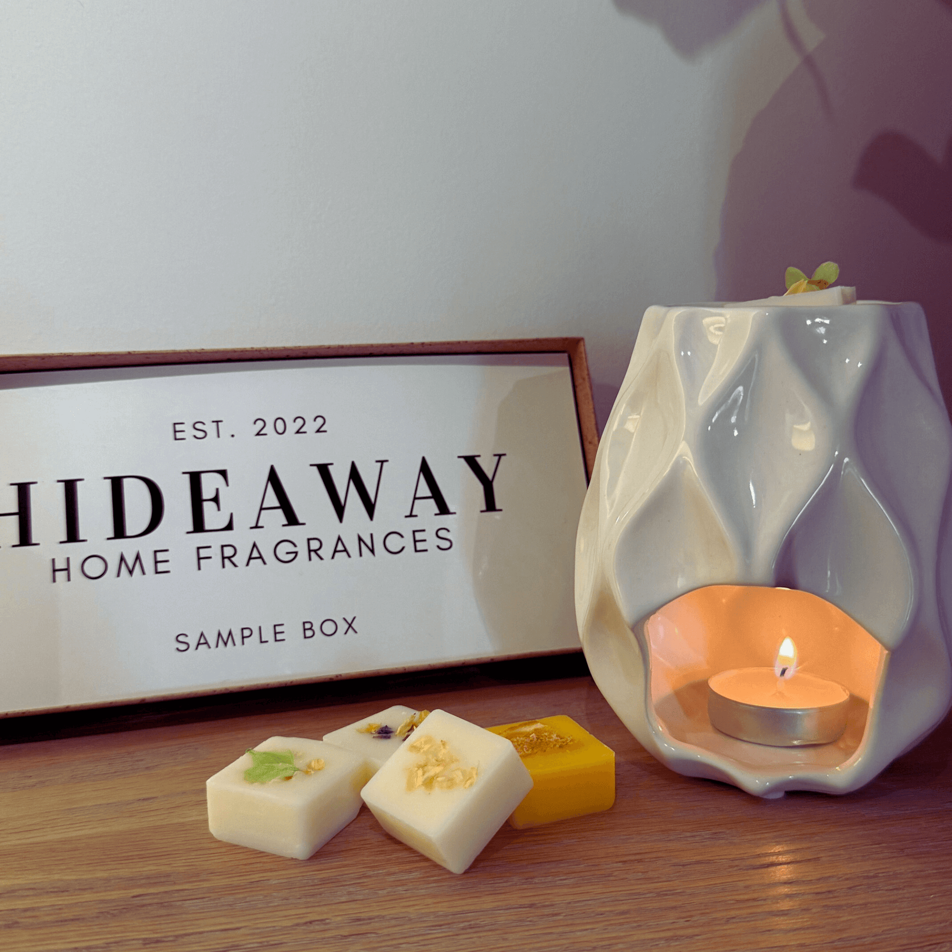 Sample box of calming, uplifting, and grounding fragrance blends - Hideaway Home Fragrances