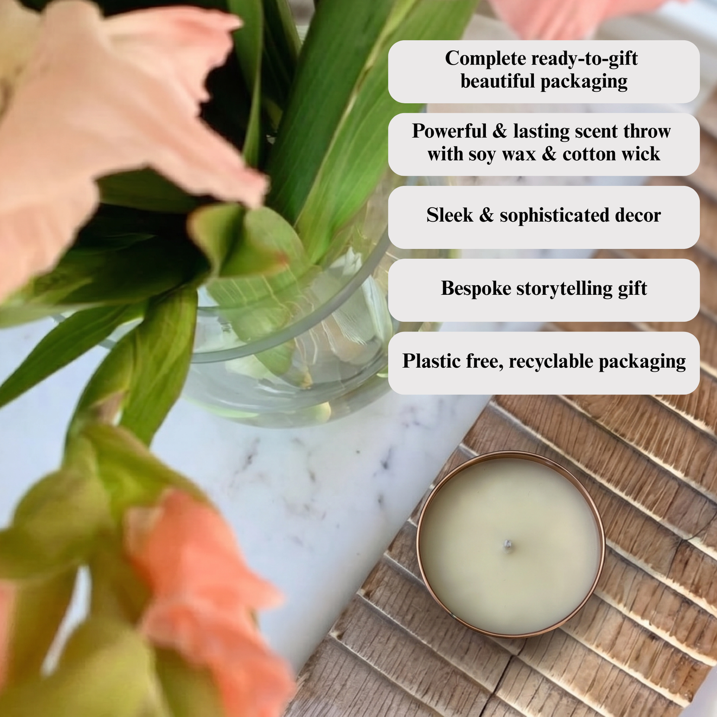 Personalised scented candle and reed diffuser set, beautifully wrapped as a luxury keepsake gift for her - Hideaway Home Fragrances
