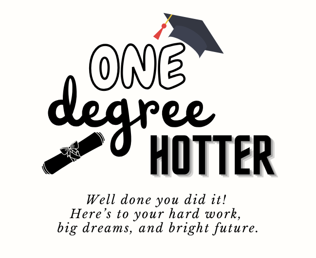Close up of congratulations one degree hotter luxury candle elegant university degree graduation gift - Hideaway Home Fragrances