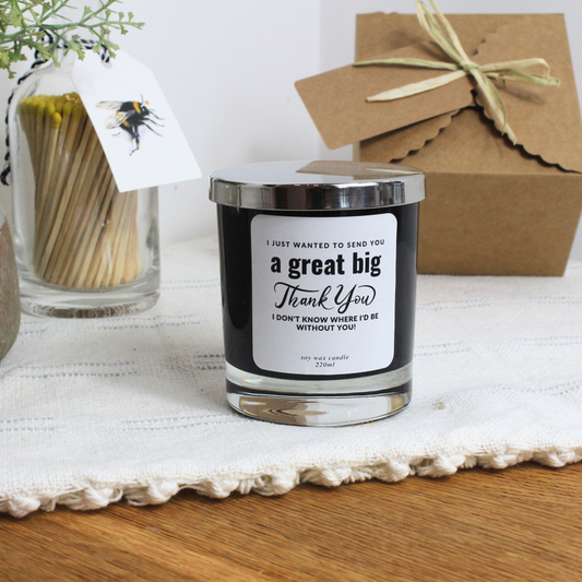 A Great Big Thank You Personalised Candle – Thoughtful Gift by Hideaway Home Fragrances