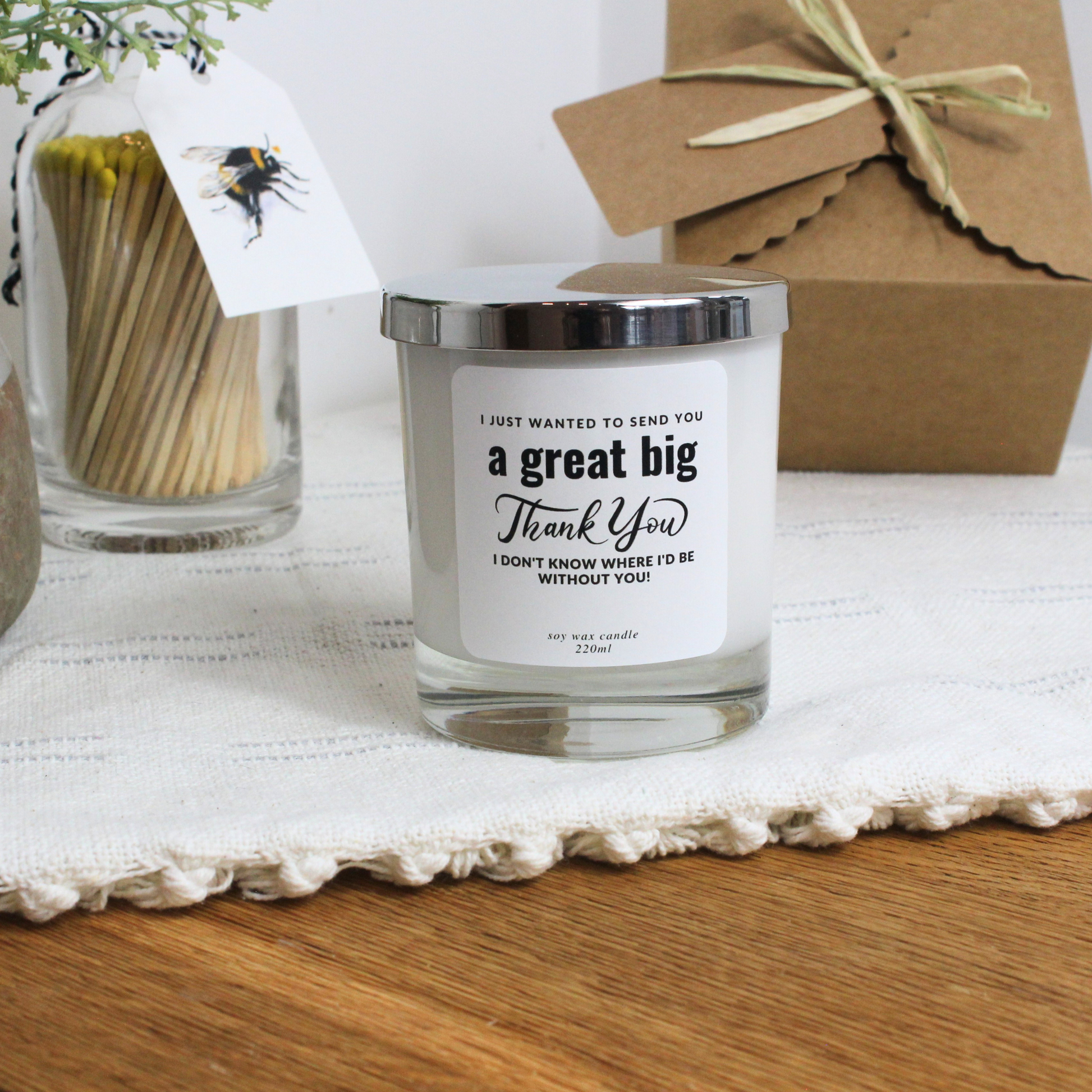 Personalised Thank You Candle – Heartfelt Gratitude Keepsake by Hideaway Home Fragrances