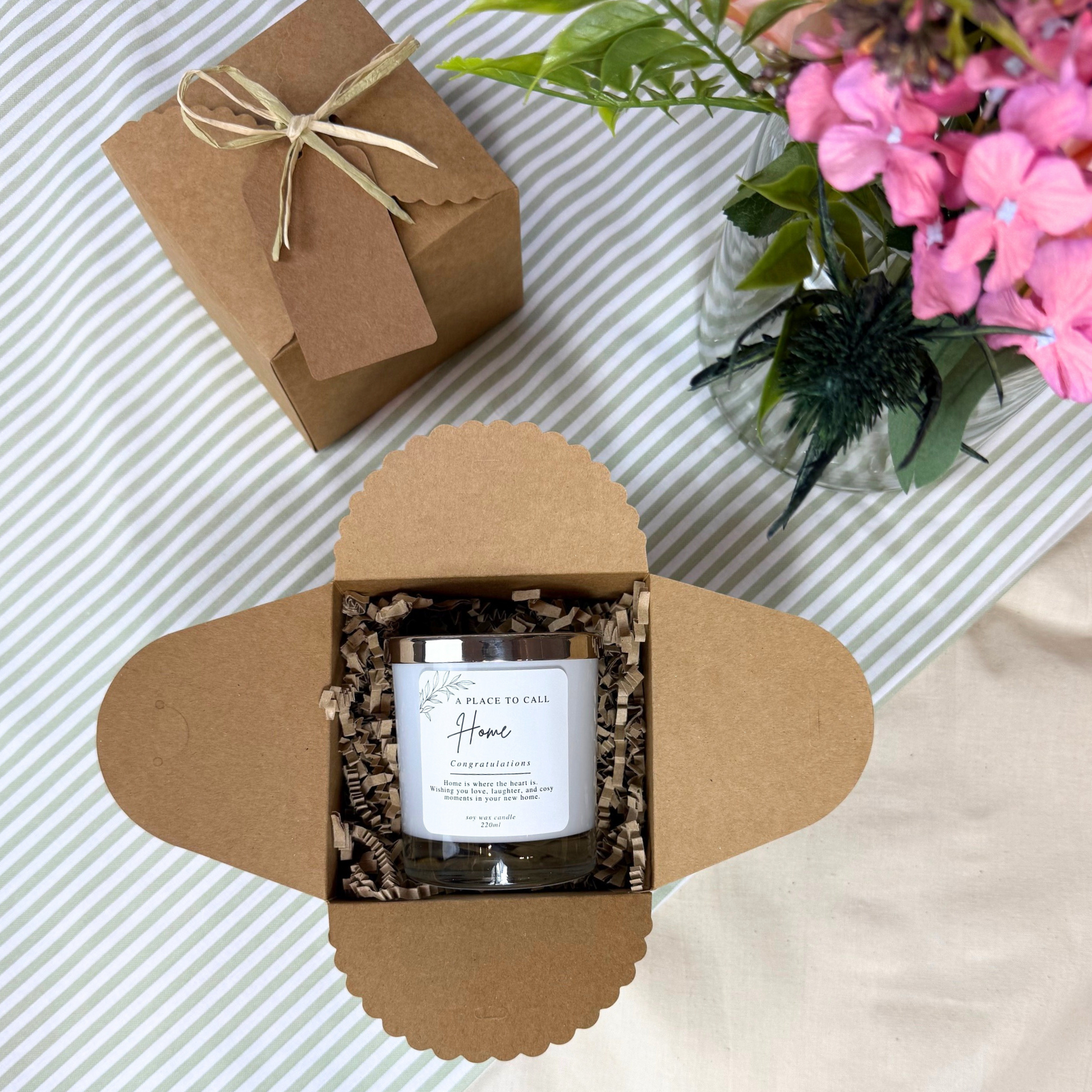 Thoughtful housewarming keepsake candle with custom congratulations note – Hideaway Home Fragrances
