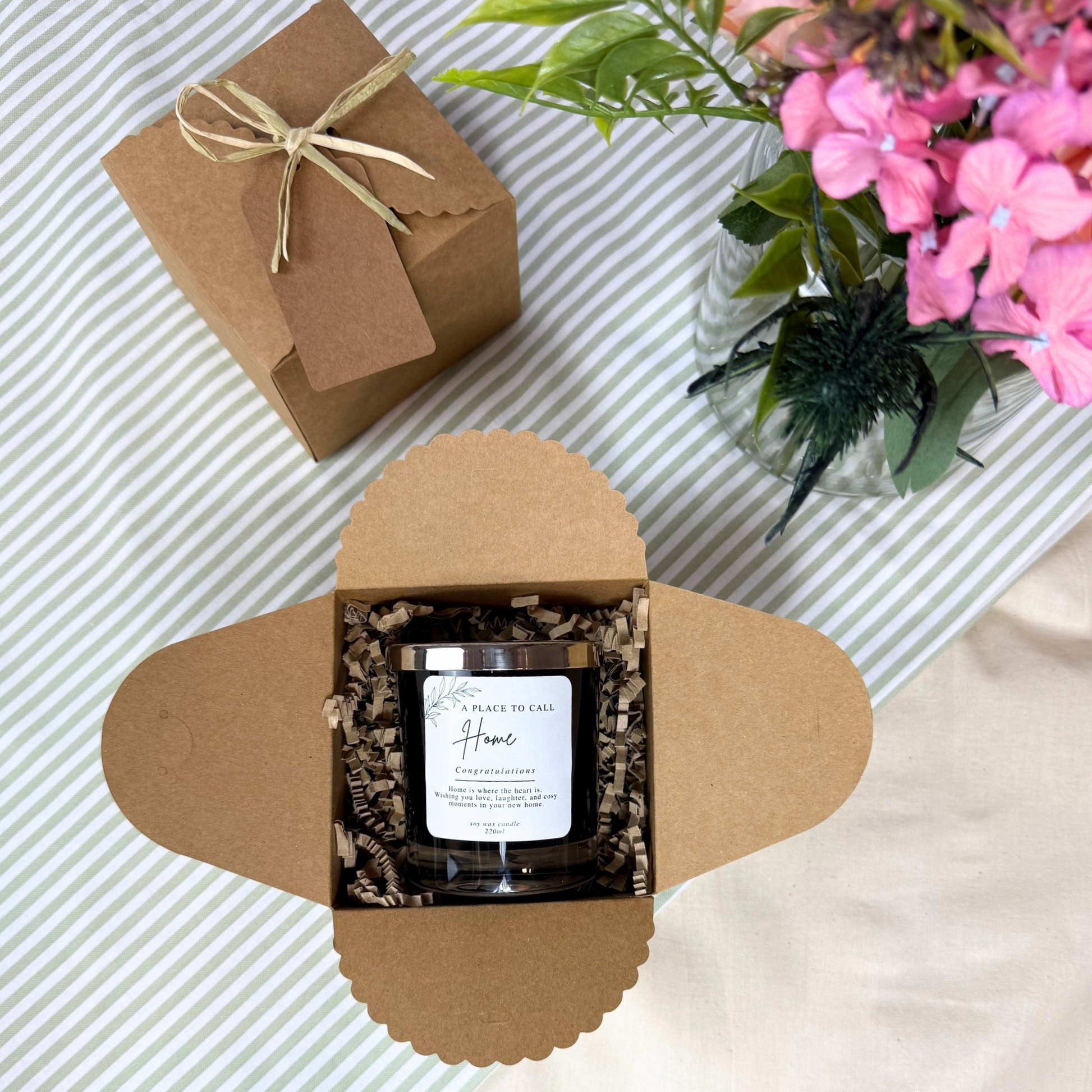 Luxury personalised candle to mark new home milestone with heartfelt message – Hideaway Home Fragrances
