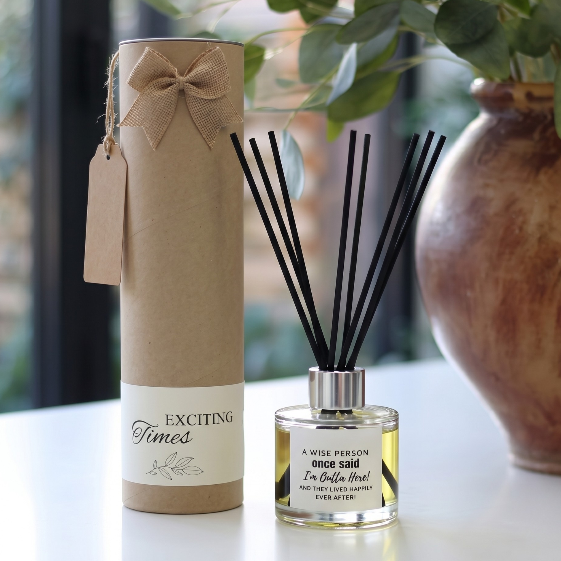 Personalised "A Wise Person Once Said" funny retirement candle and luxury reed diffuser keepsake gift set, beautifully packaged and ready to gift by Hideaway Home Fragrances.