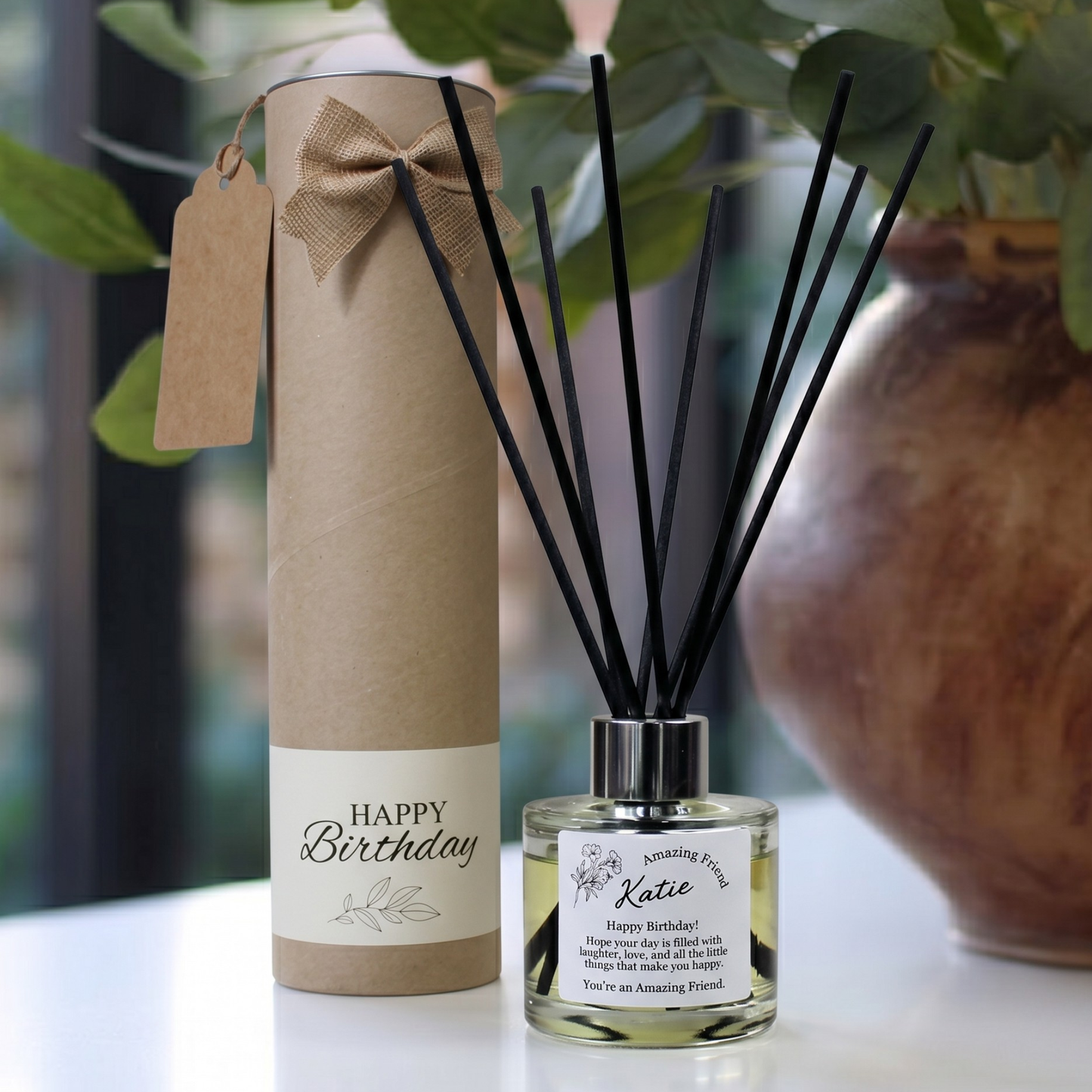Personalised amazing friend birthday candle and reed diffuser keepsake gift set ready to give - Hideaway Home Fragrances